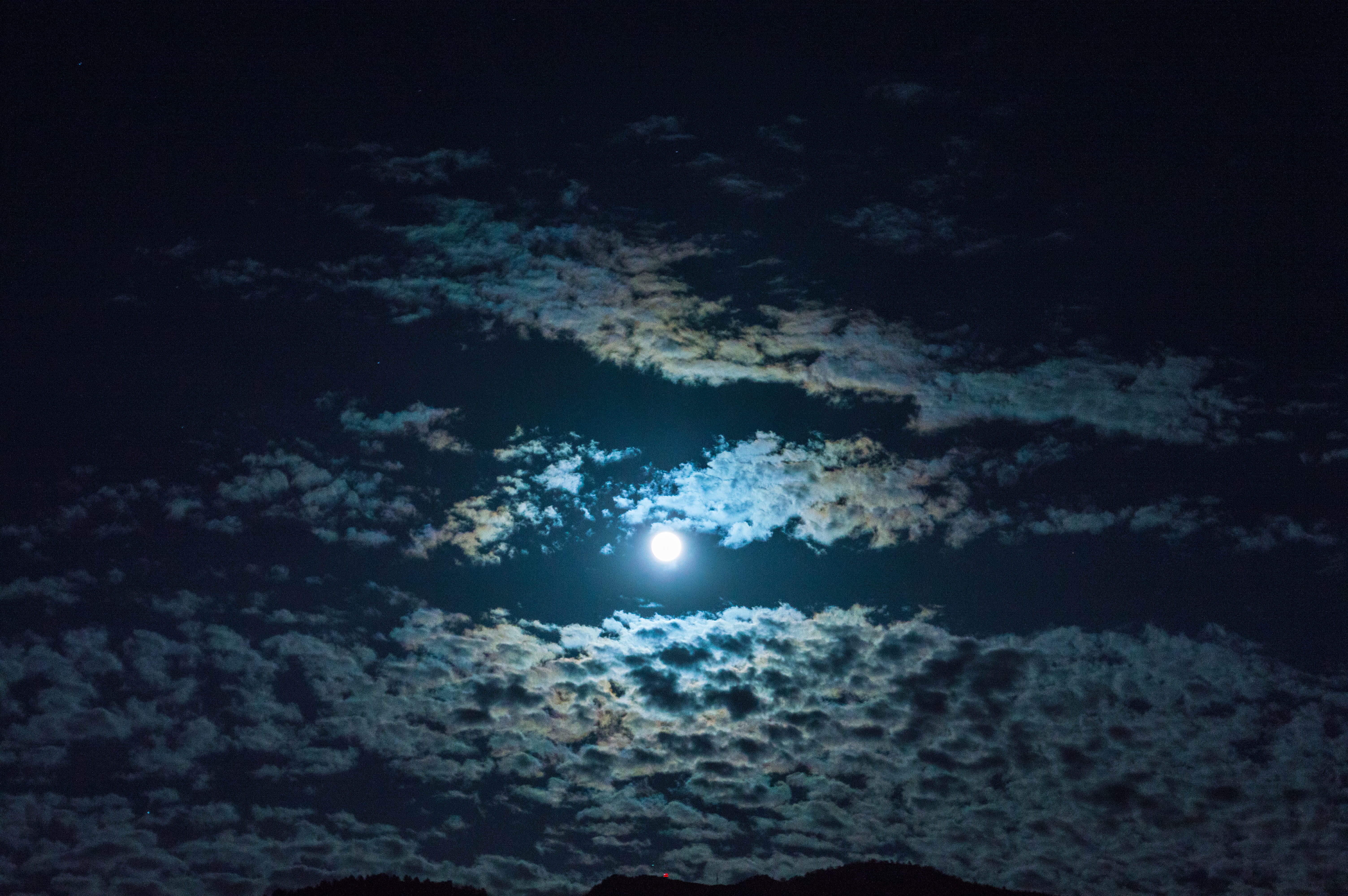 nature, sky, night, clouds, dark, moon, moonlight, illuminated
