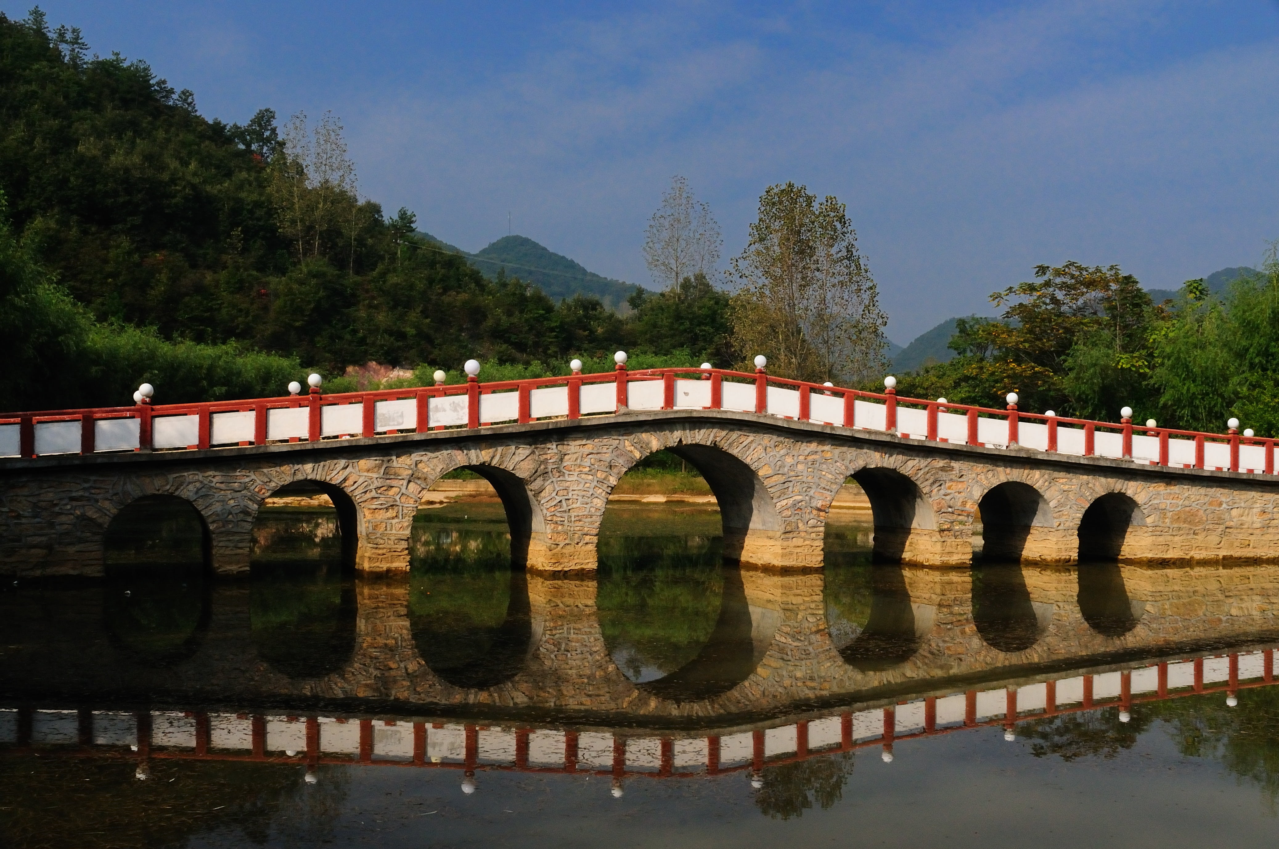 rainbow bridge, the perfume river, reflection, water, tree