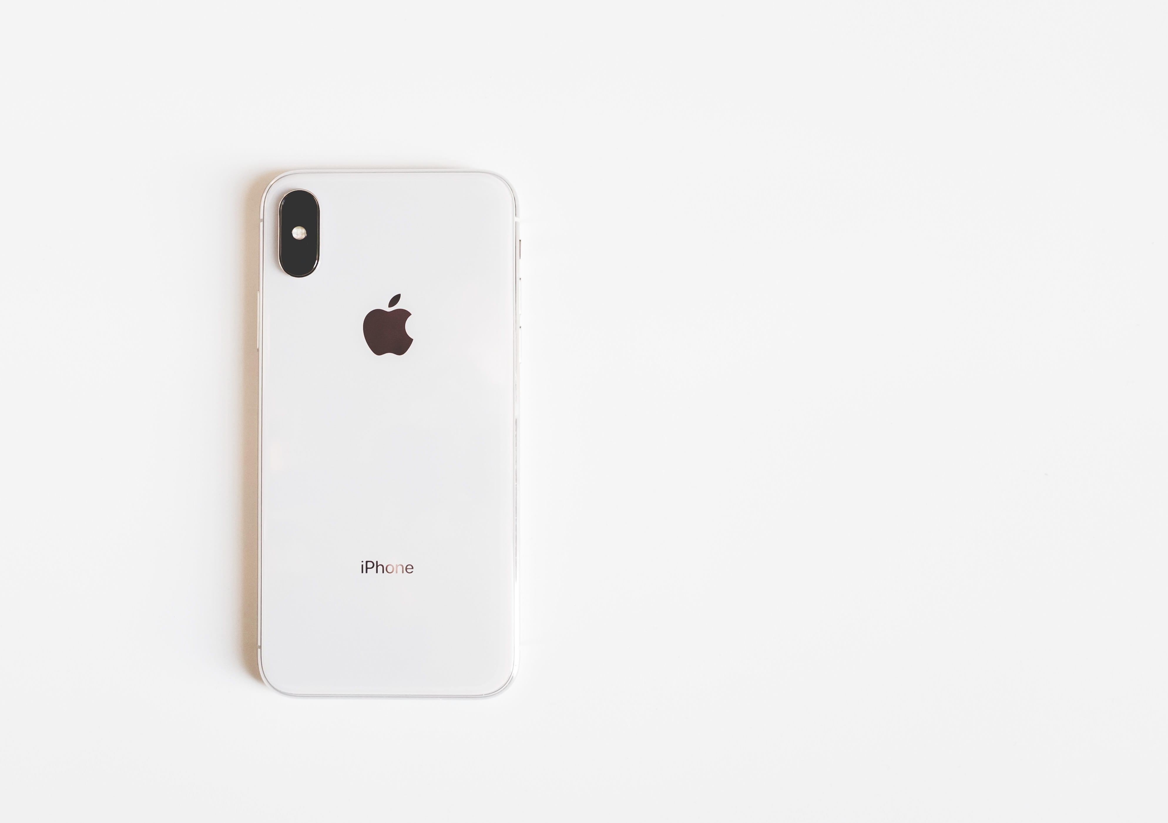 iphone, silver iPhone X, back, technology, white, minimalist