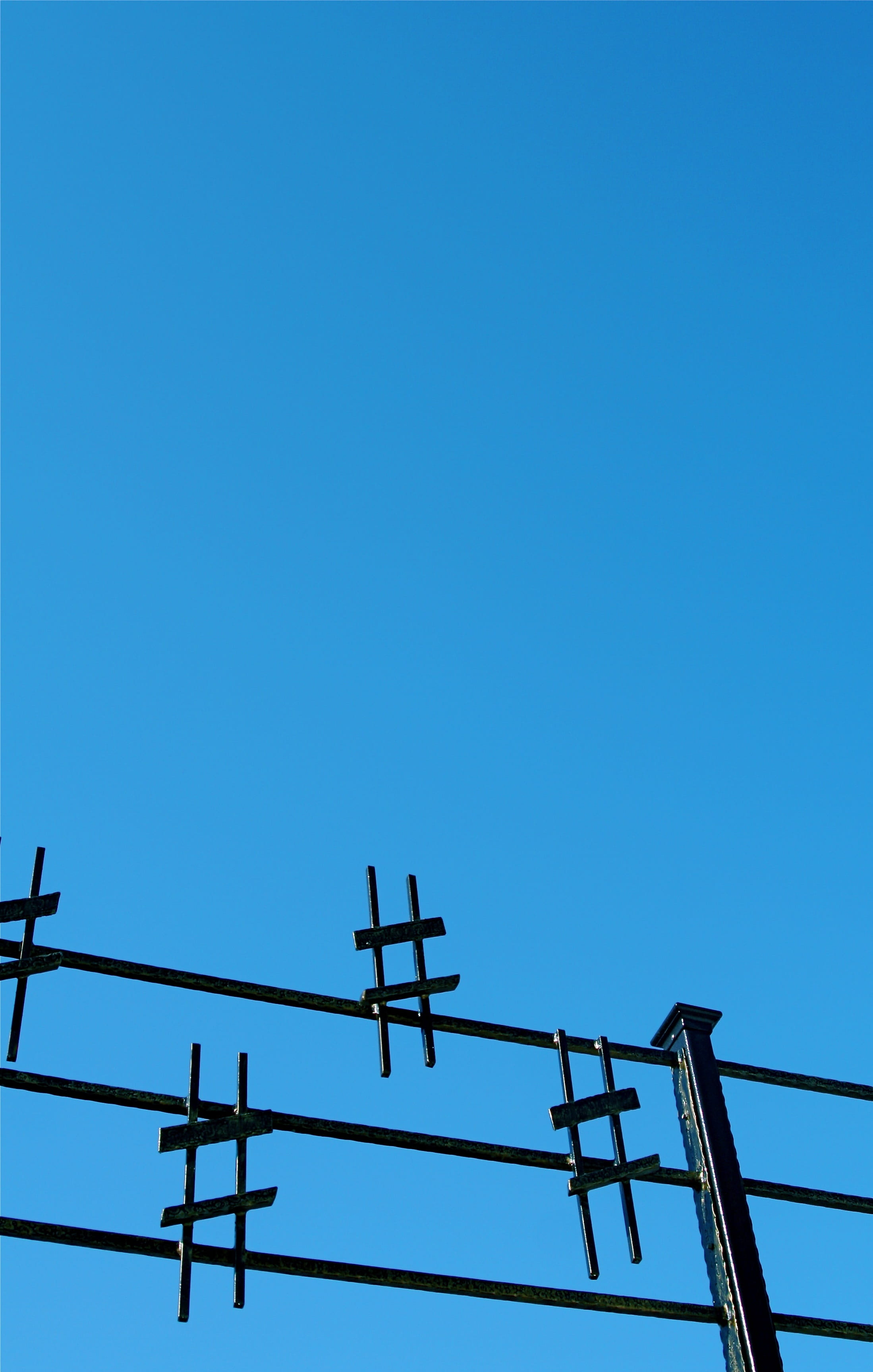 sky, shop, post, low angle view, blue, clear sky, copy space