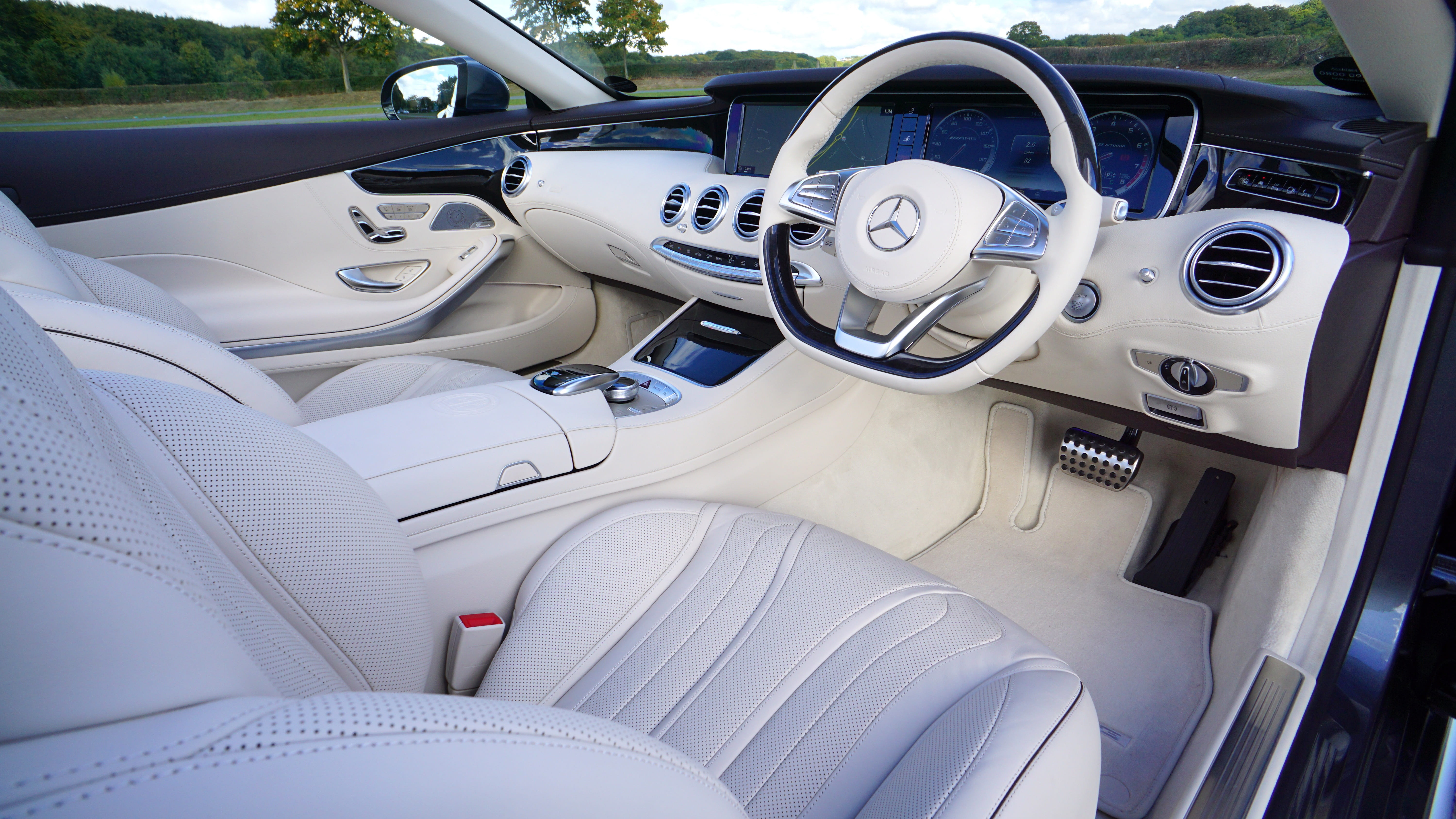 white Mercedes-Benz car interior, transport, auto, motor, design