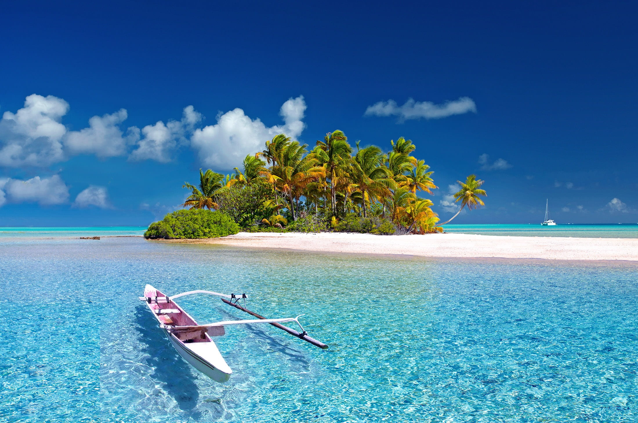 close up photo of white row boat on shore, polynesia, french polynesia