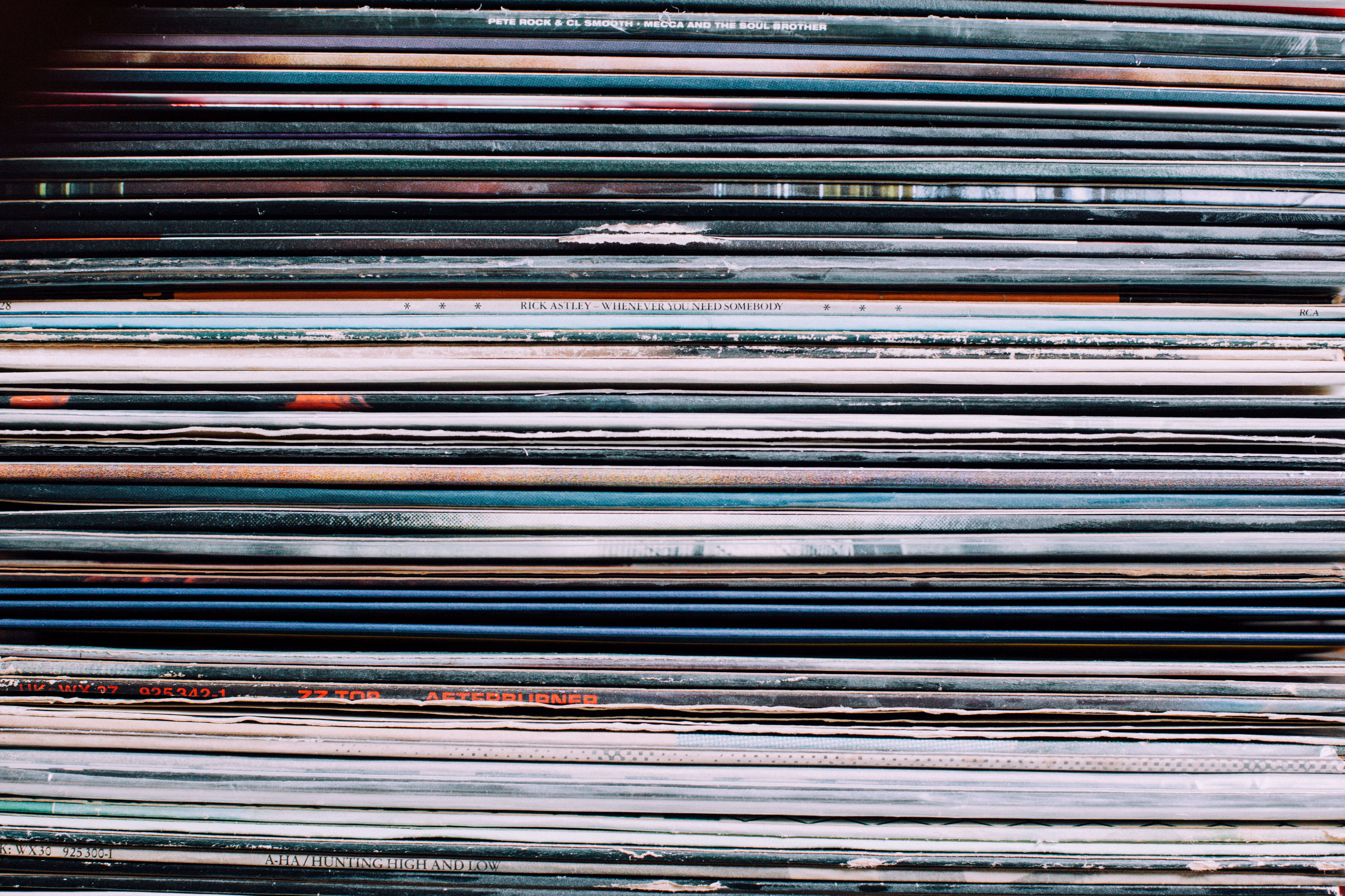 A background consisting of a stack of records in the city of Nancy, France, untitled