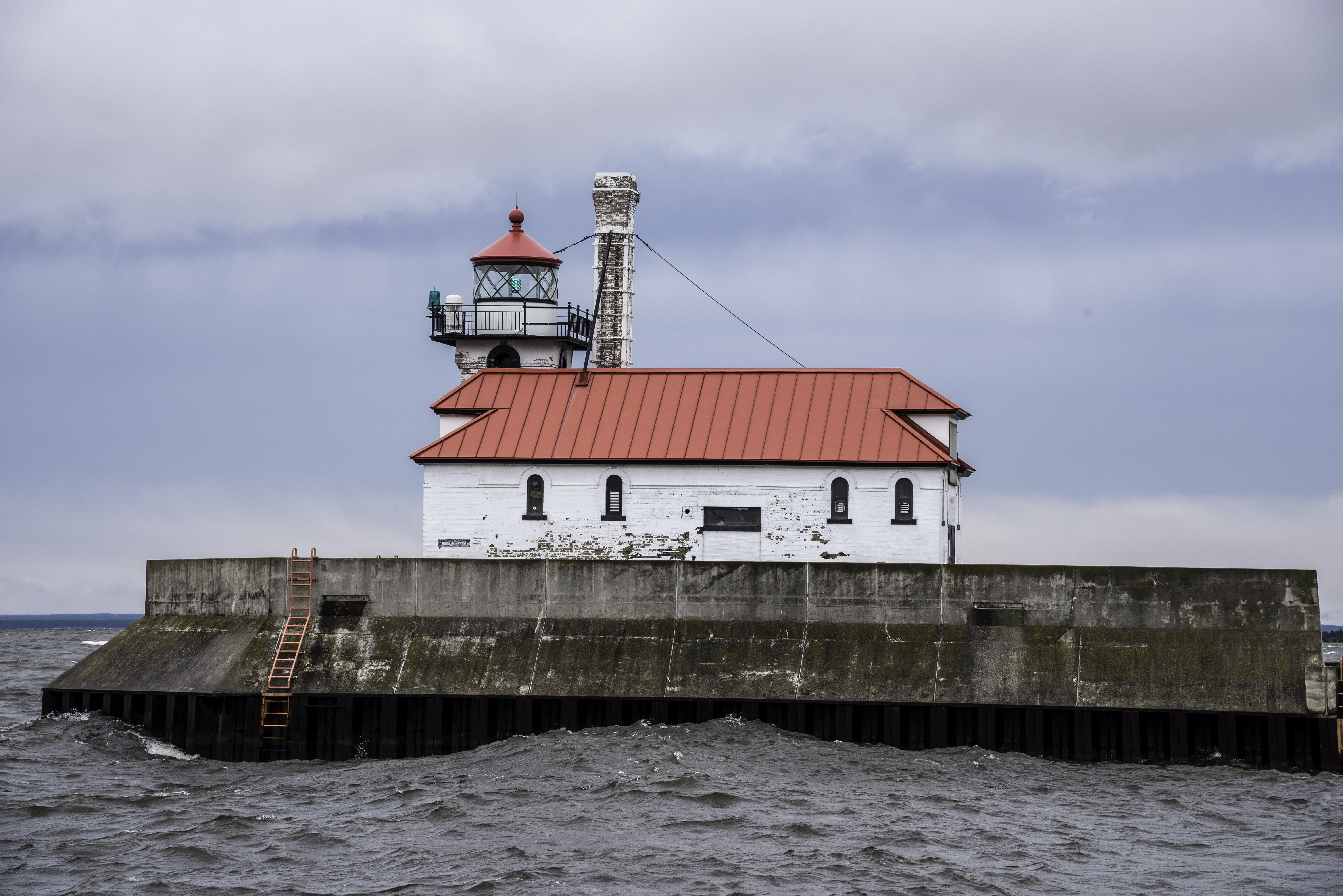 Lighthouse closeup on the Pier in Duluth, Minnesota, building