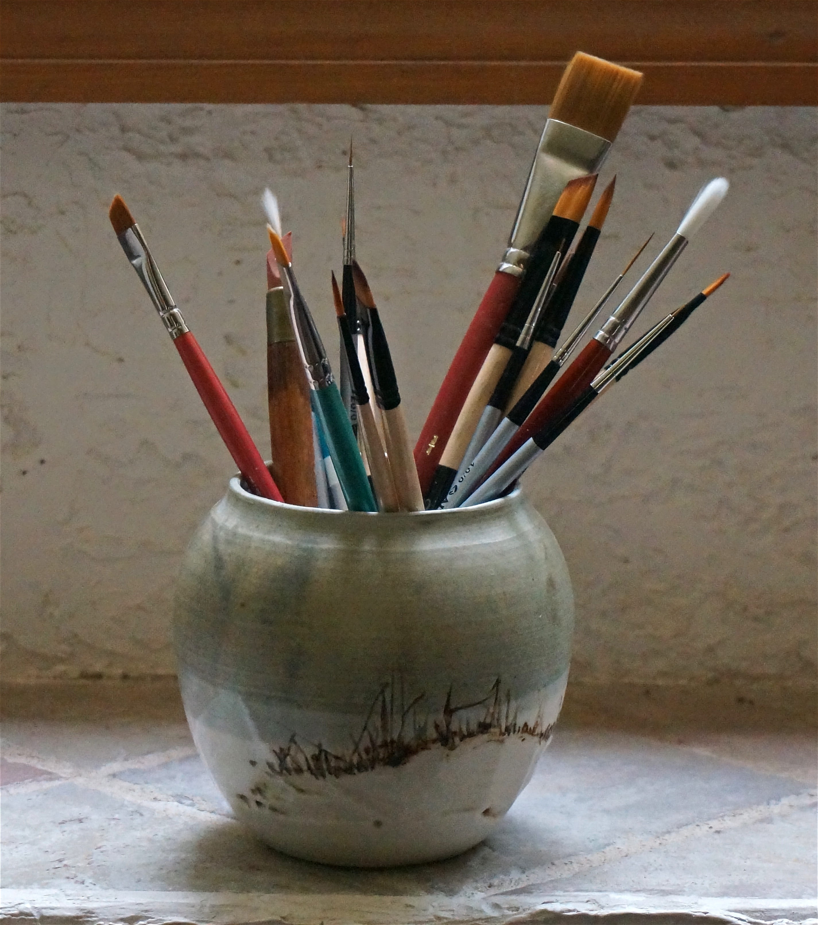 Paint Brushes, Watercolor, Craft, art, natural, acrylic, clay pot