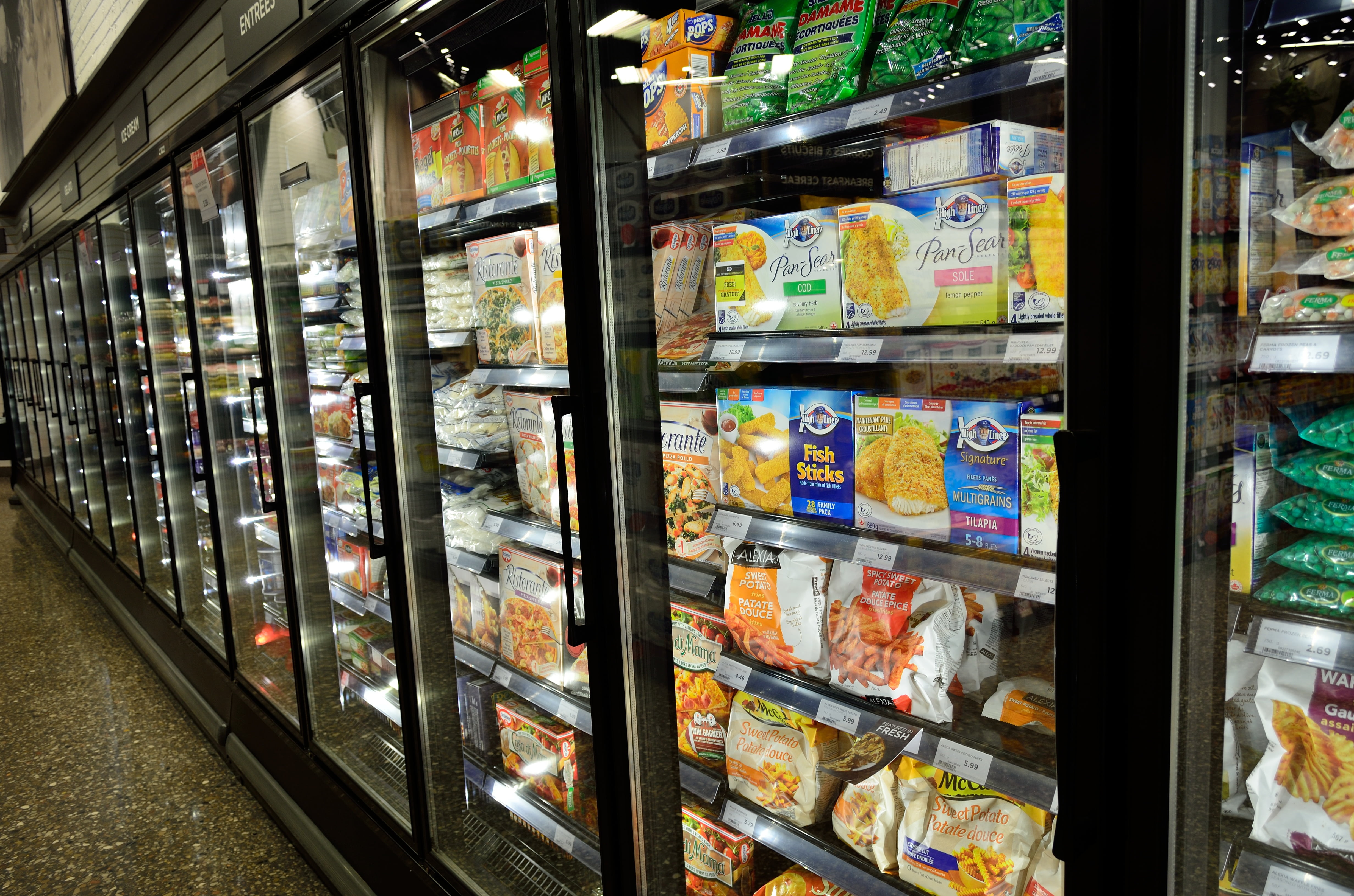 photo of assorted chilled snacks, frozen food, supermarket, cold