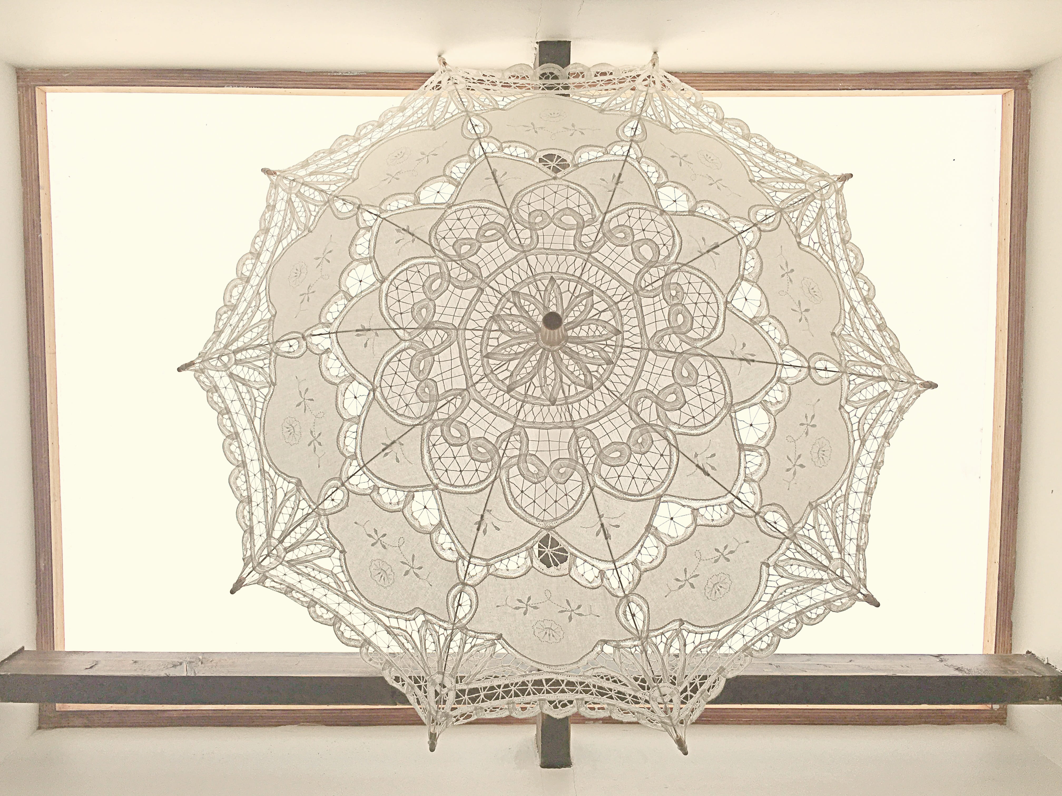 umbrella, ceiling, iphone, pattern, indoors, design, no people