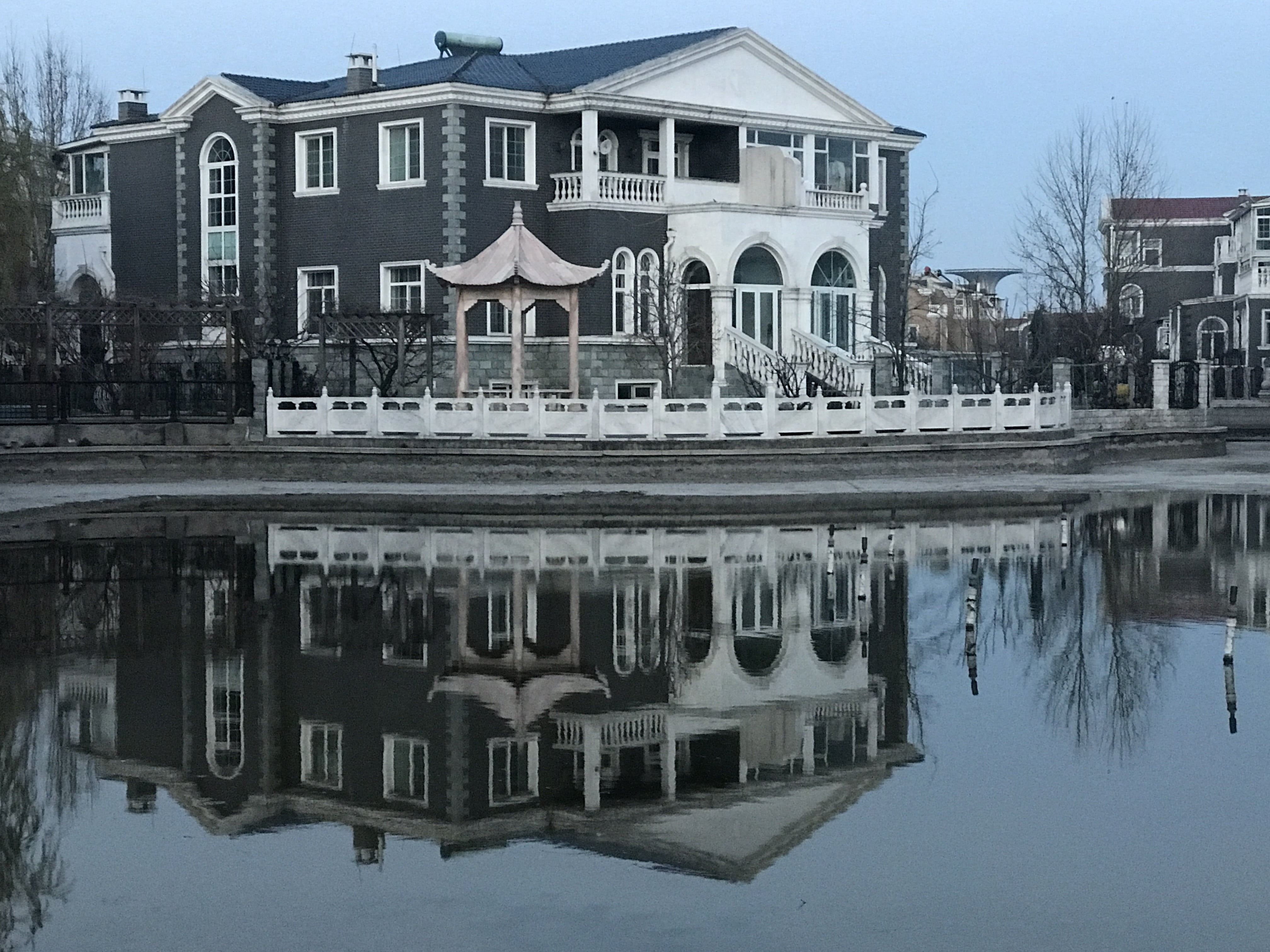 villa, reflection, villa reflection, built structure, building exterior