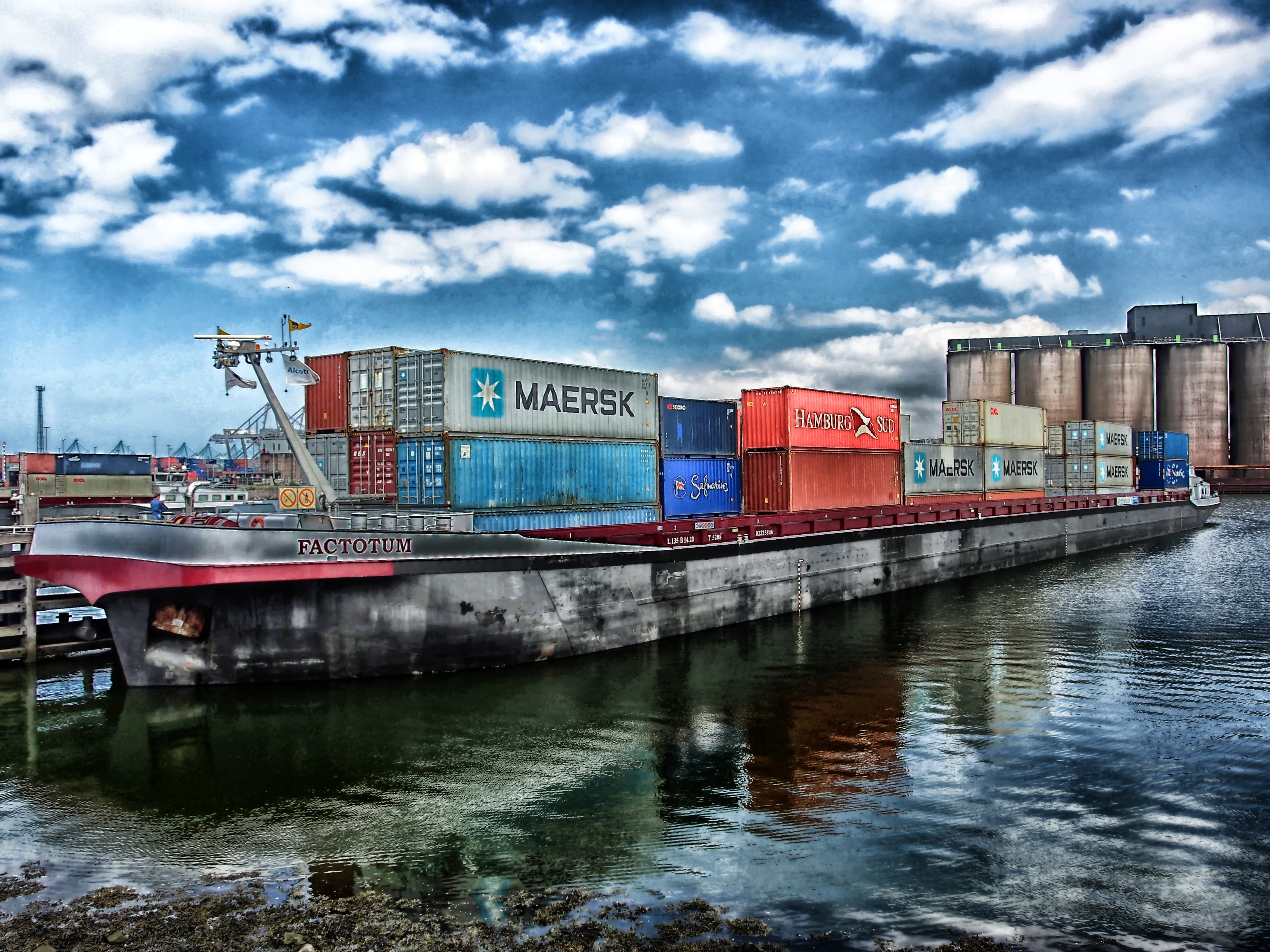intermodal containers on dock, rotterdam, netherlands, ship, crates