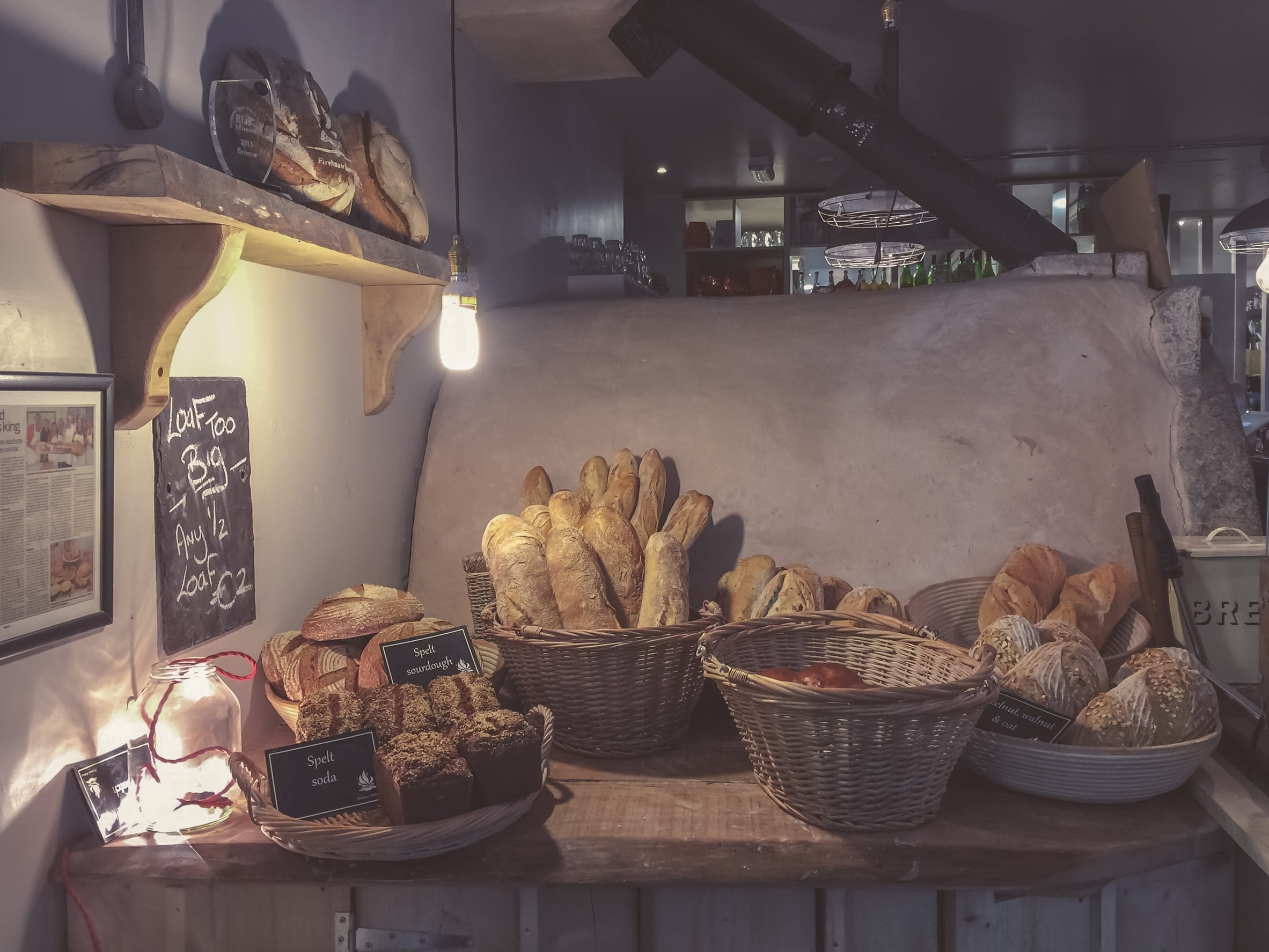 brown wicker baskets with brown vegetables, bread, bakery, baking