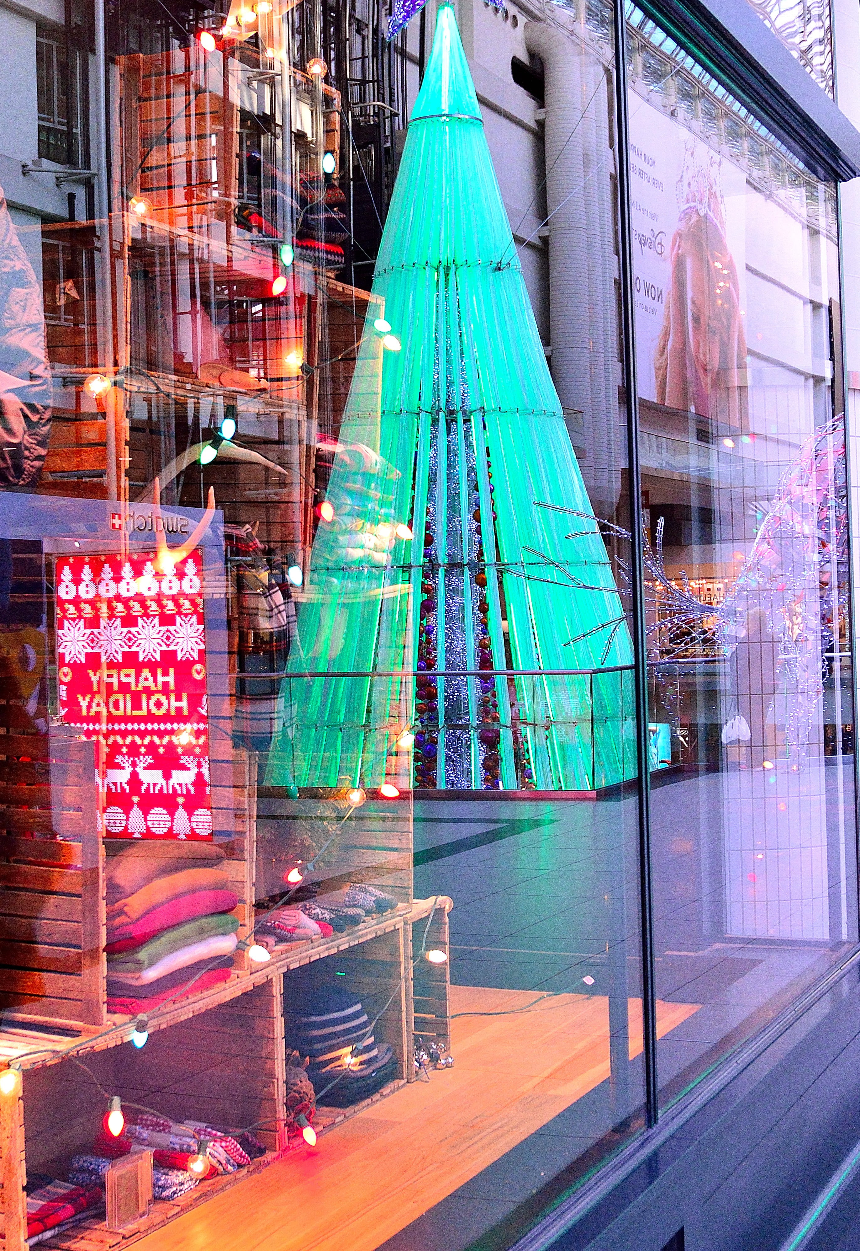 window, reflection, decorations, holiday, structure, interior
