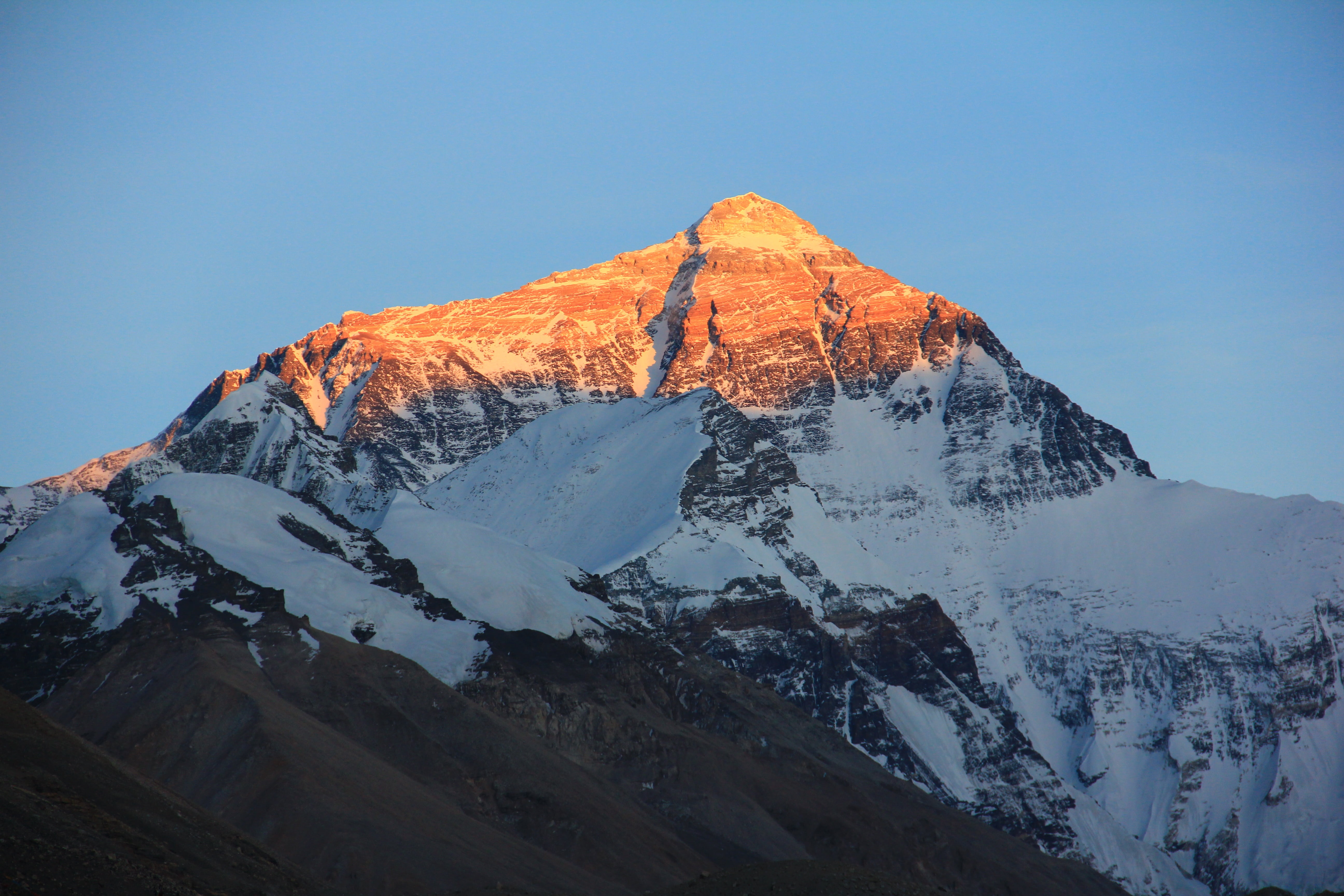closeup photo of mountain with snow field, tibet, mount everest