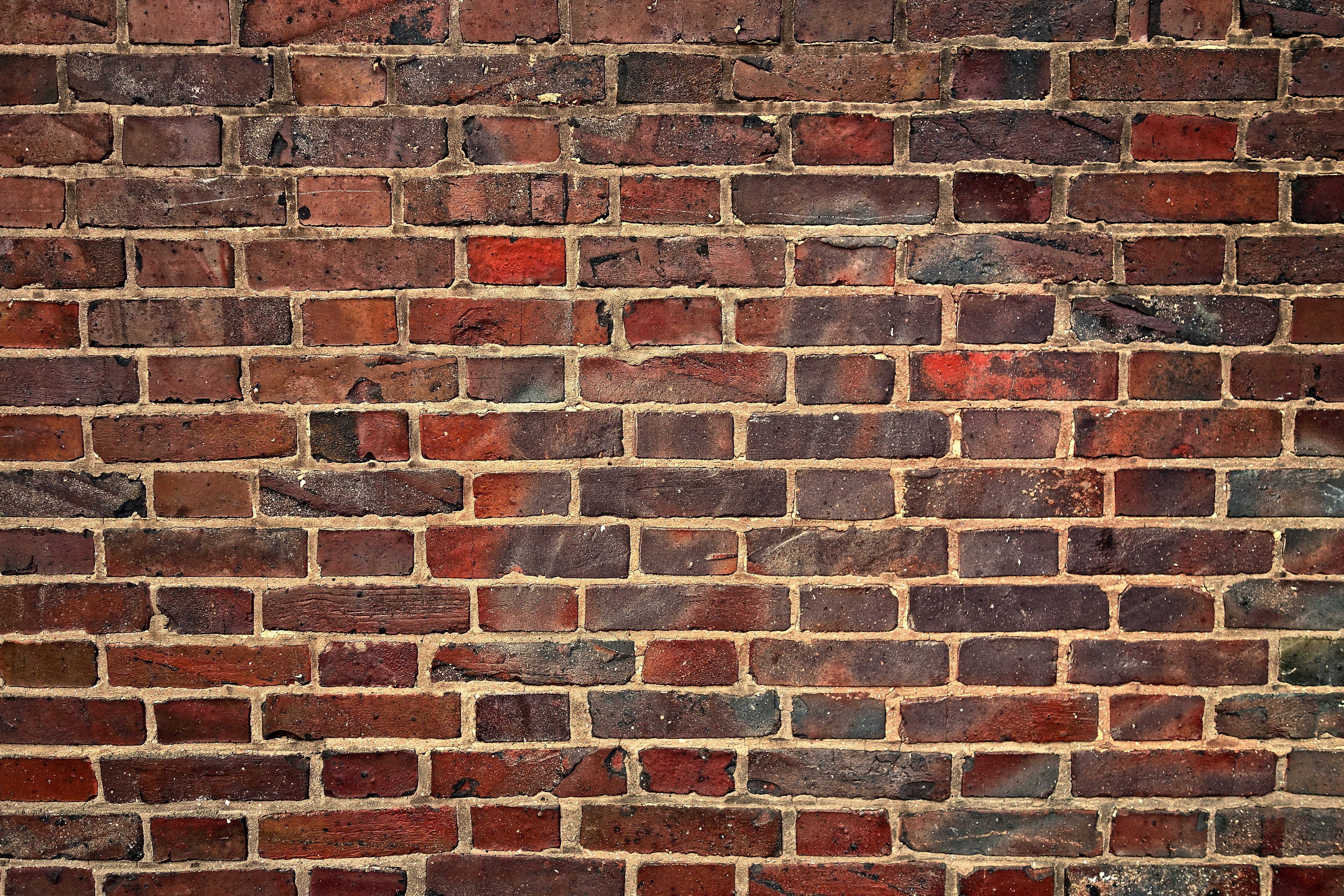 brown brick wall, red brick wall, weathered, old, aged, masonry