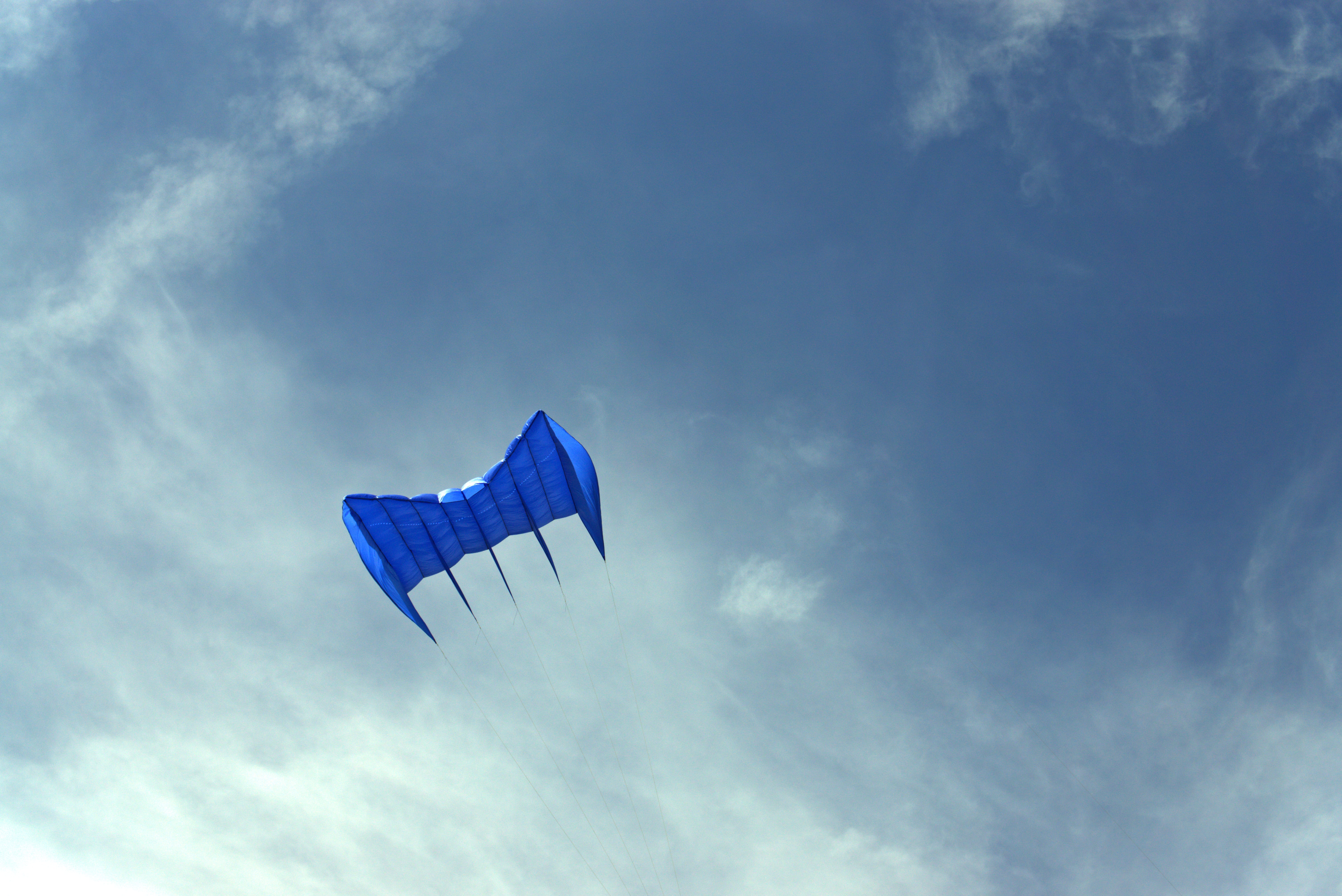 kite, sky, wind, cloud - sky, low angle view, flying, blue