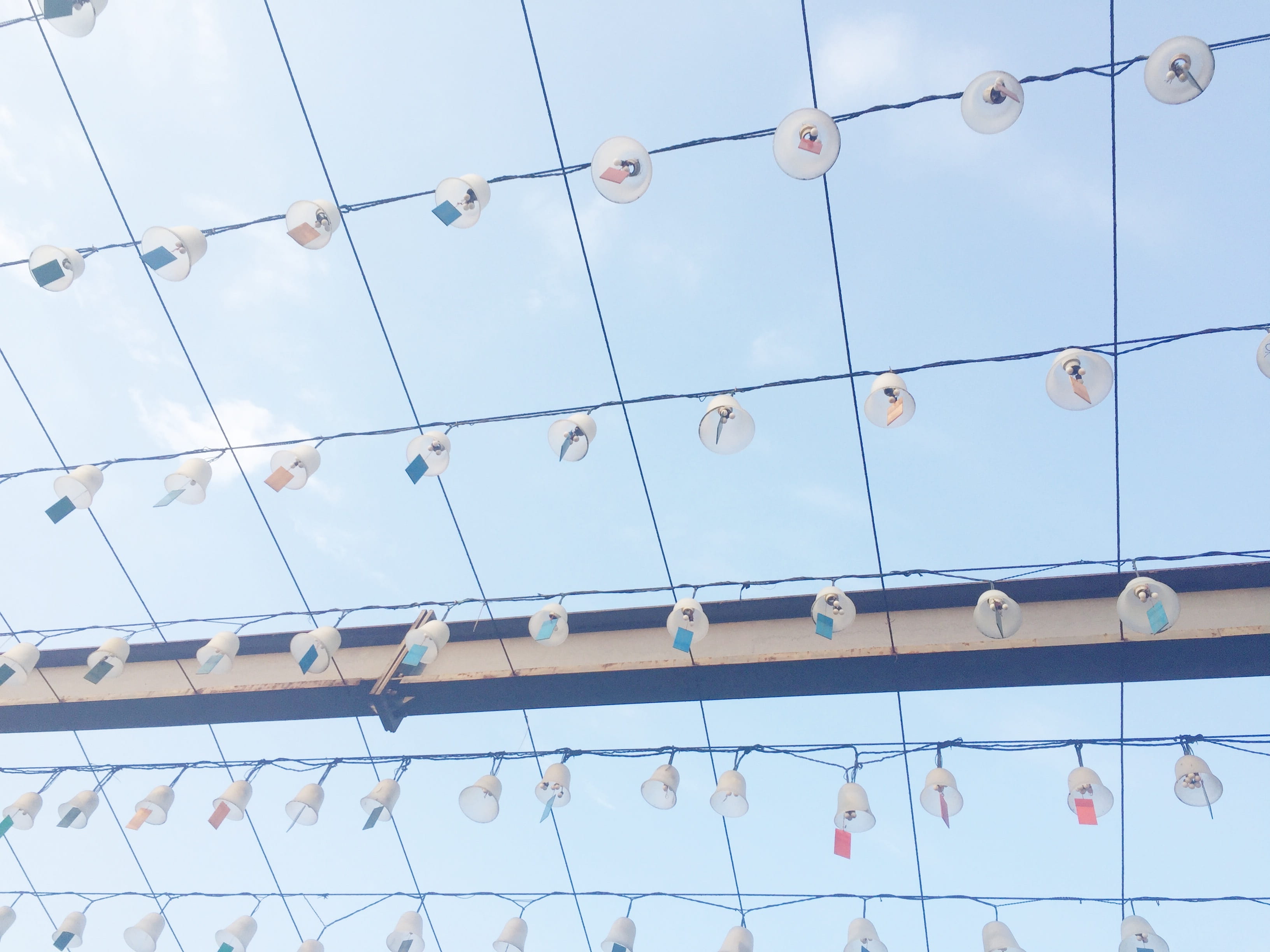 lamp, sky, line, built structure, low angle view, architecture