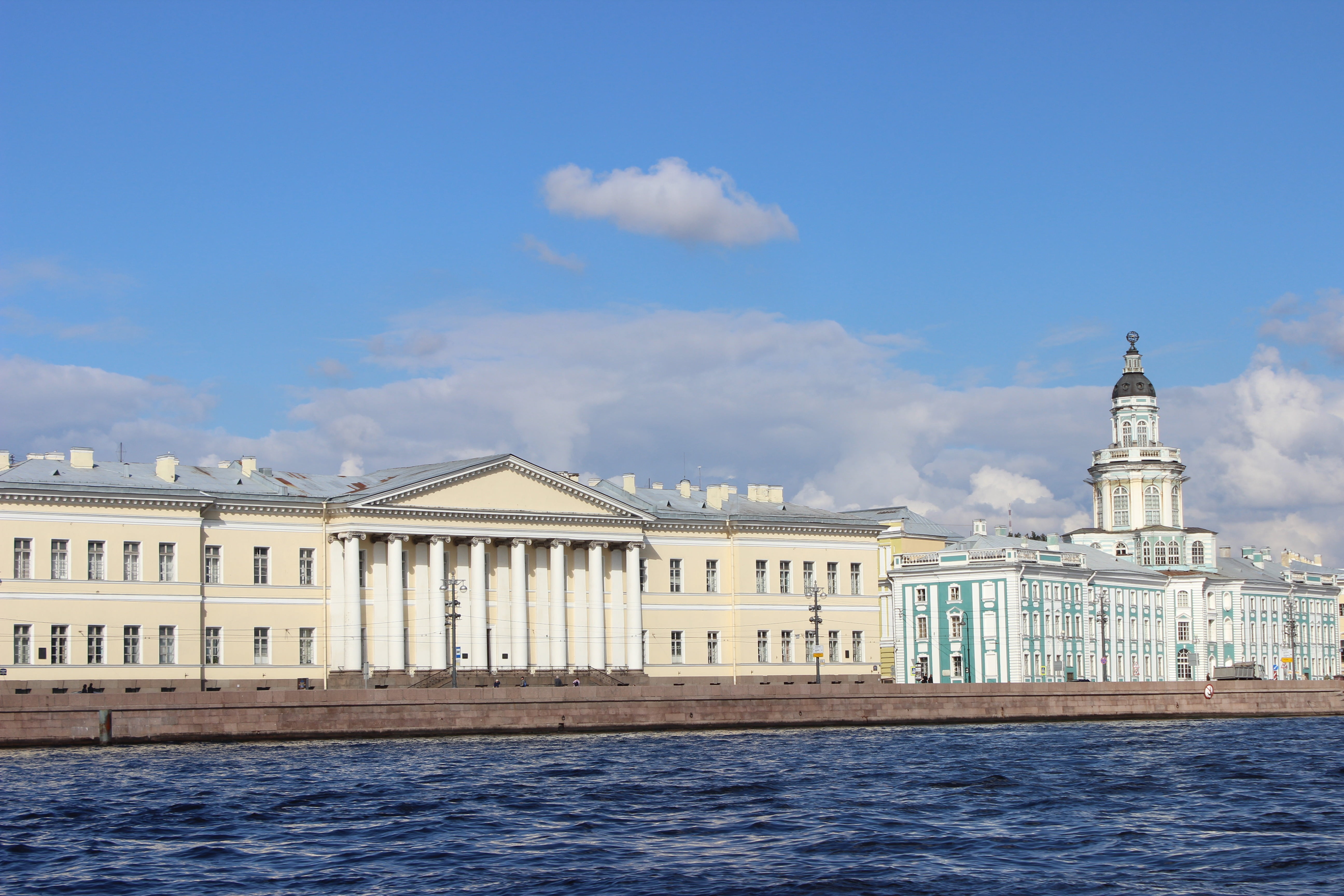 peter, water, columns, sky, architecture, building exterior