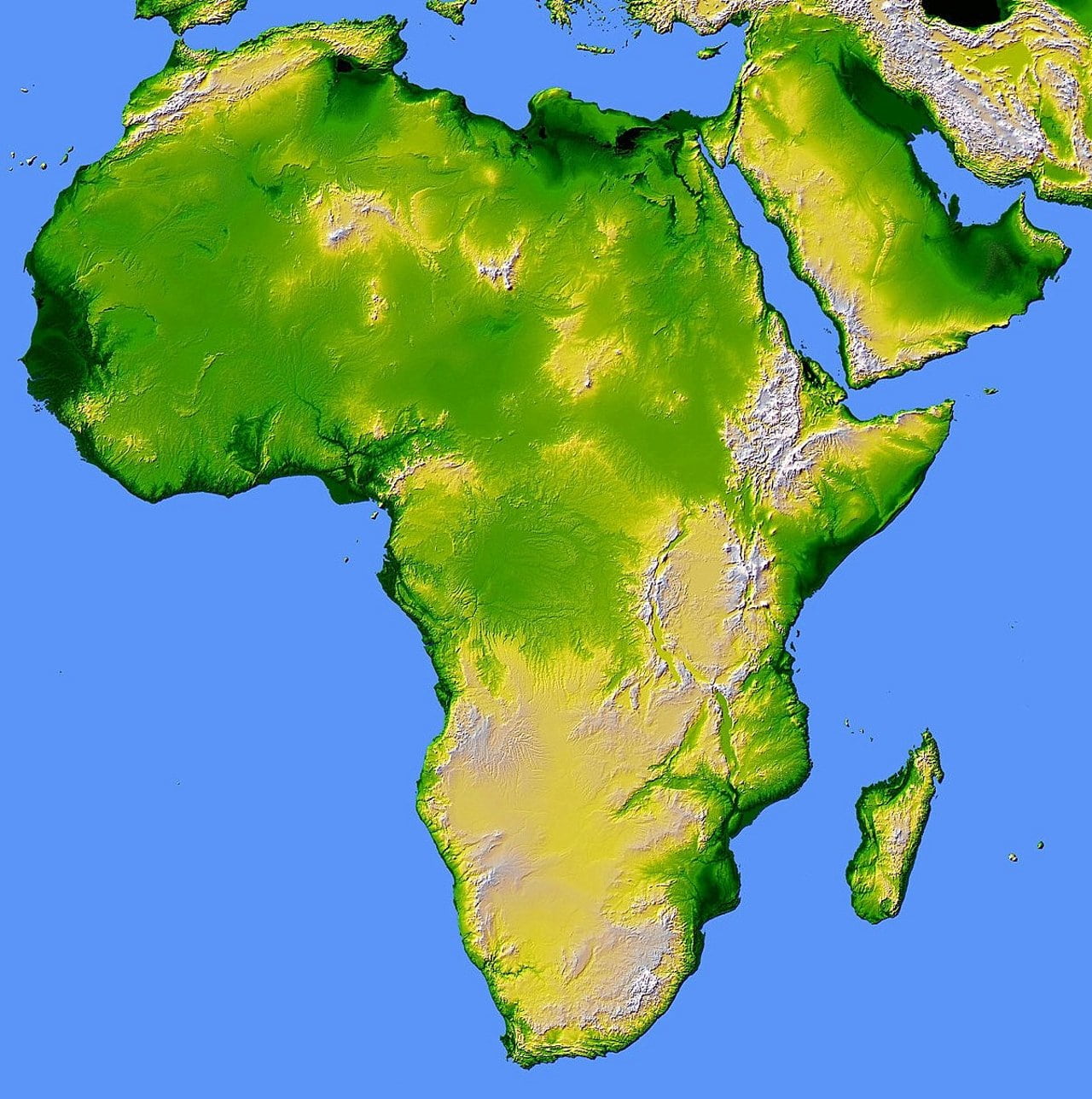 green map clip-art, africa, relief, land, continent, geography