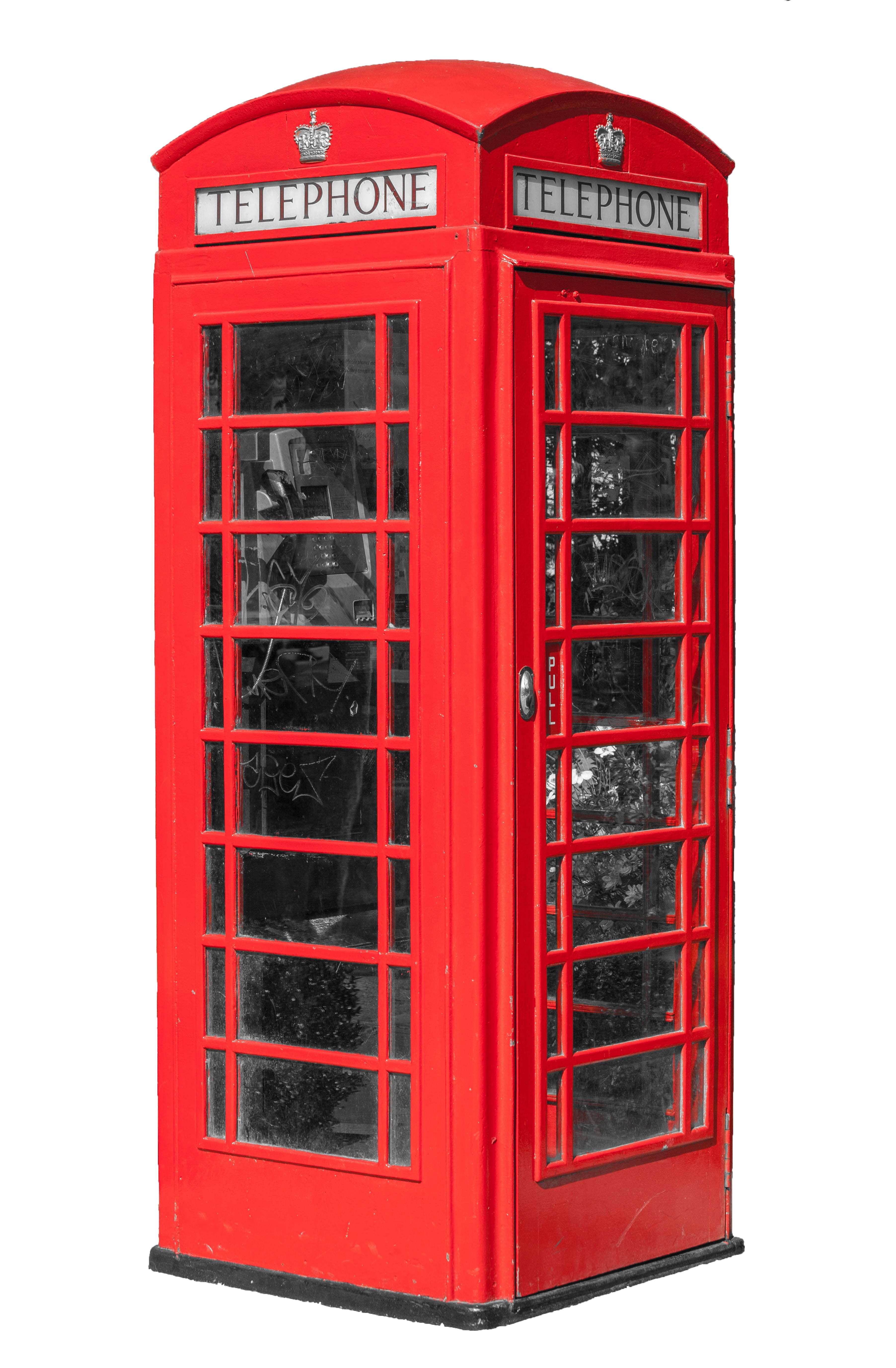 red steel Telephone booth, kiosk, call box, england, uk, london