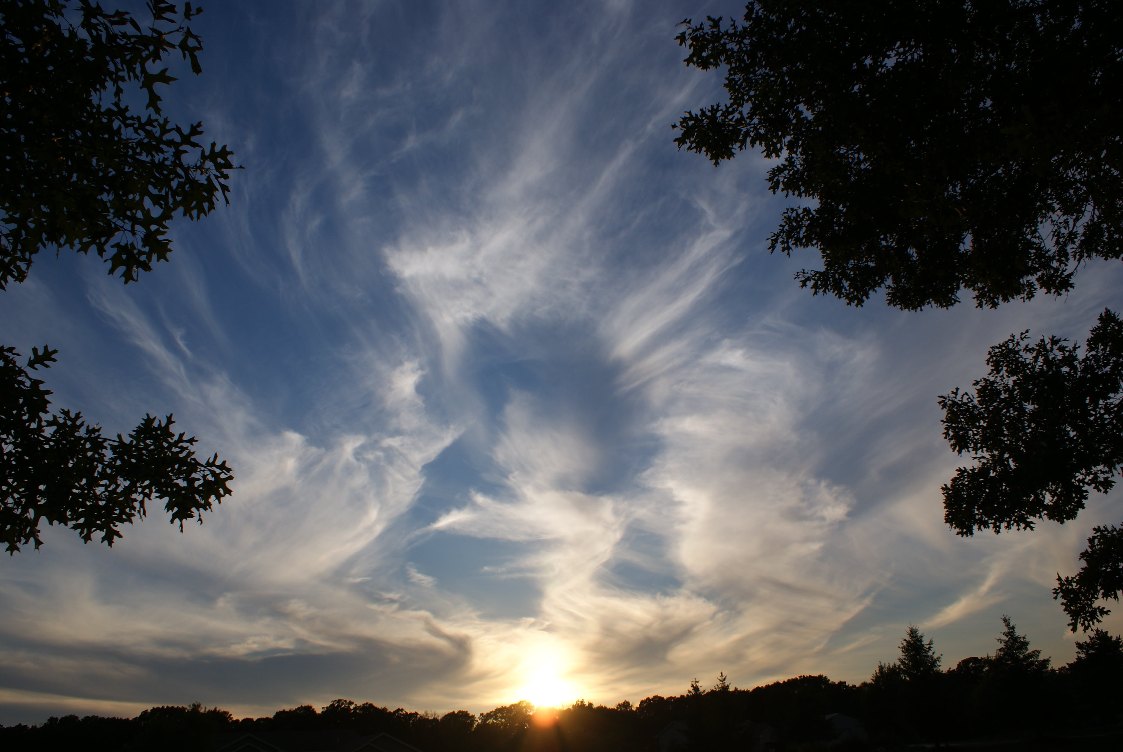 white clouds during dusk, sunset, angel, sky, evening, dramatic
