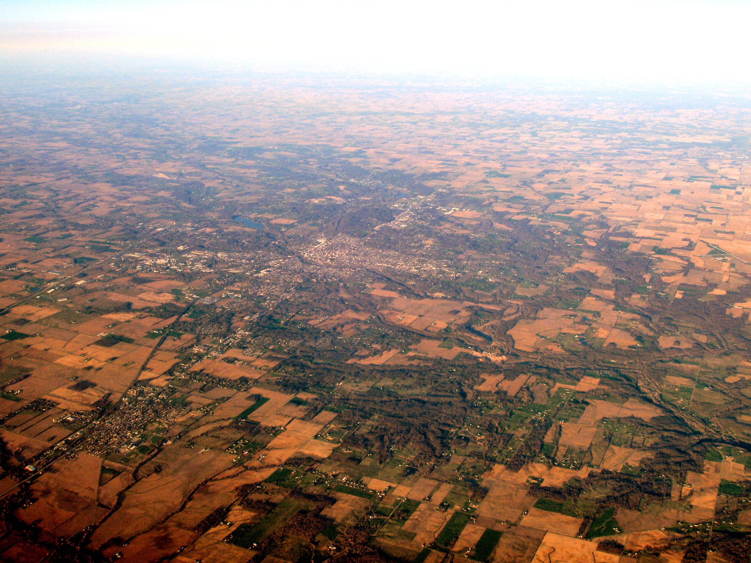Aerial View of Richmond, Indiana, farms, landscape, landscapes