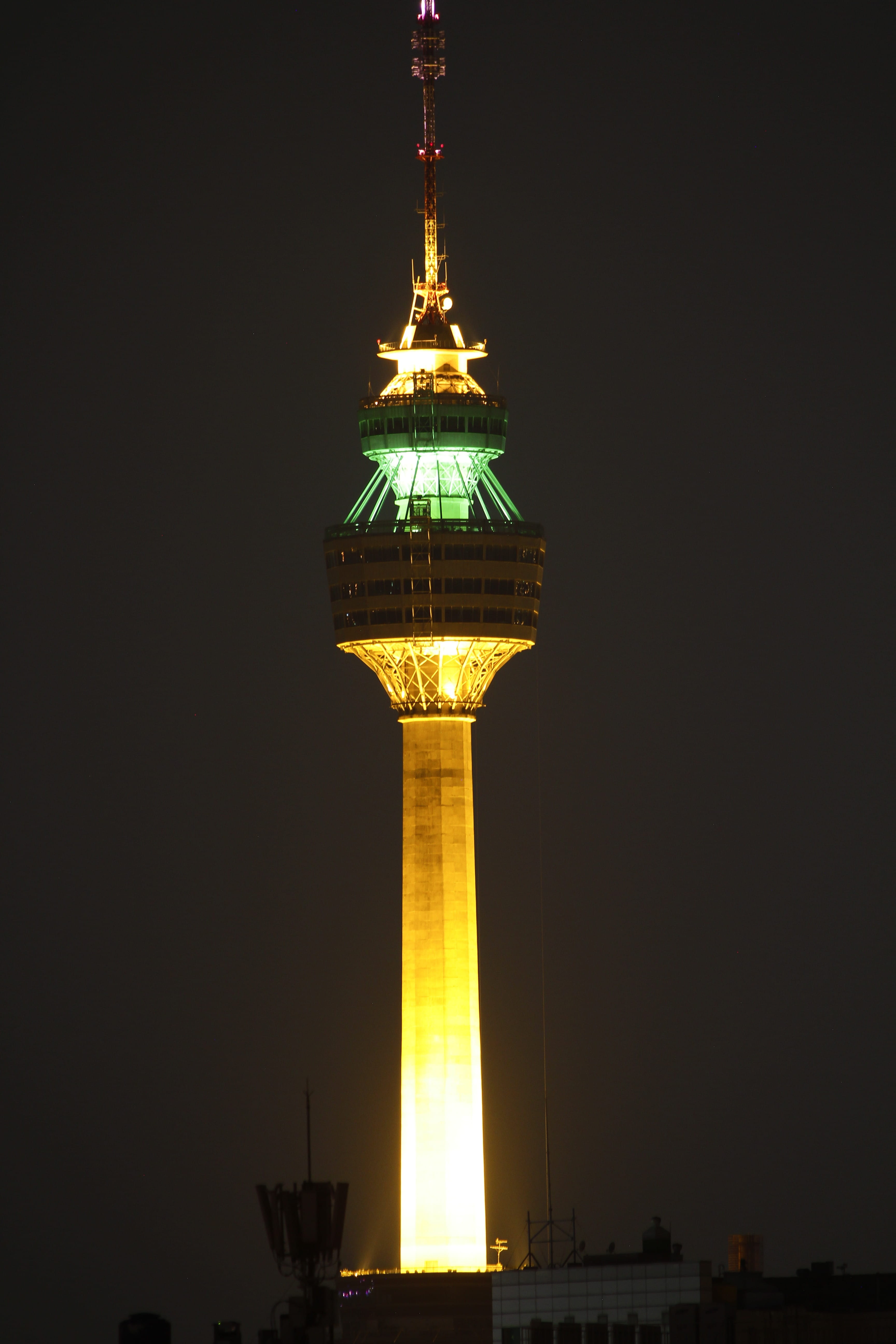 top, tower, night view, architecture, built structure, sky