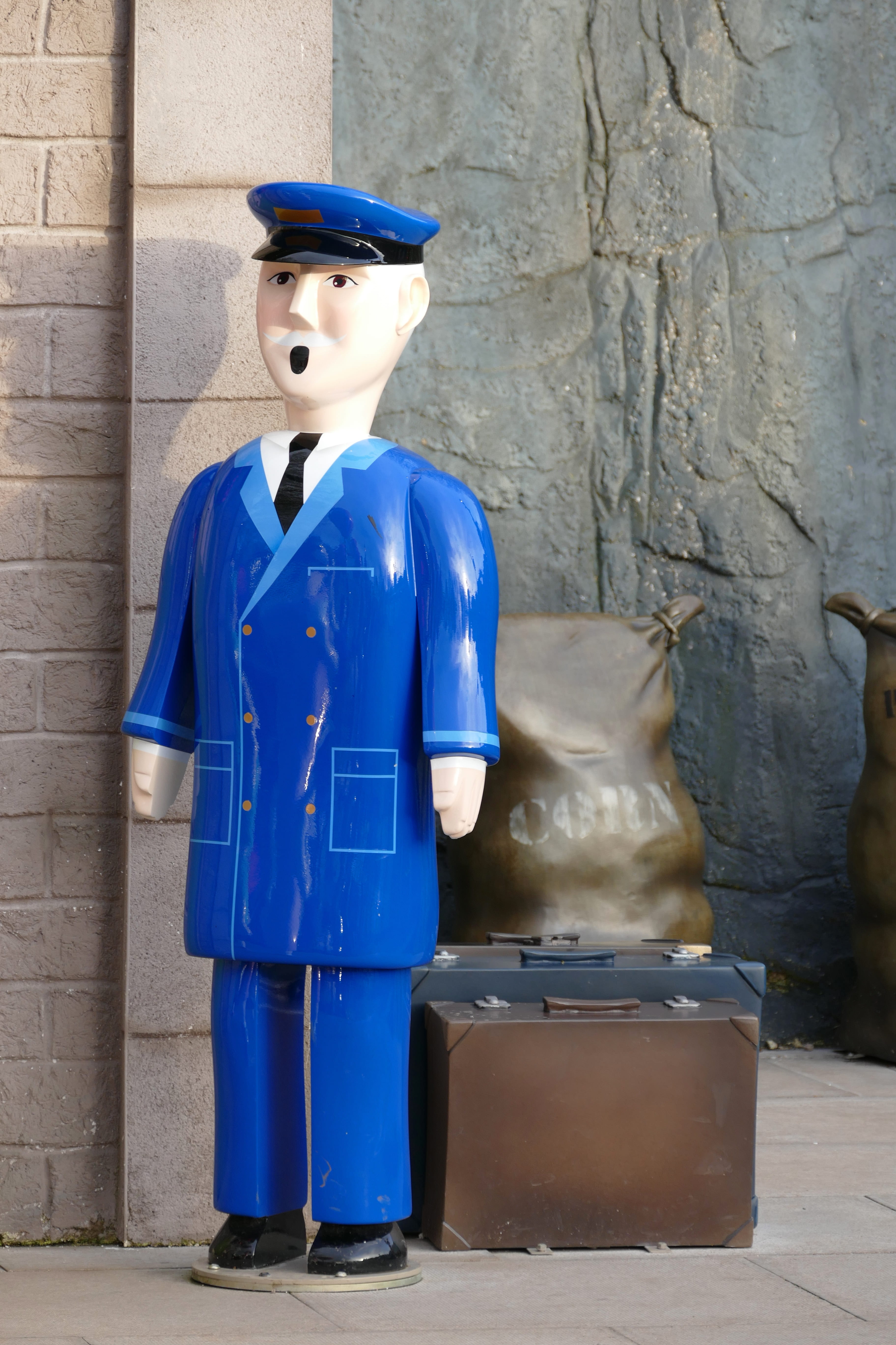 man, train, guard, person, rail, conductor, statue, plastic