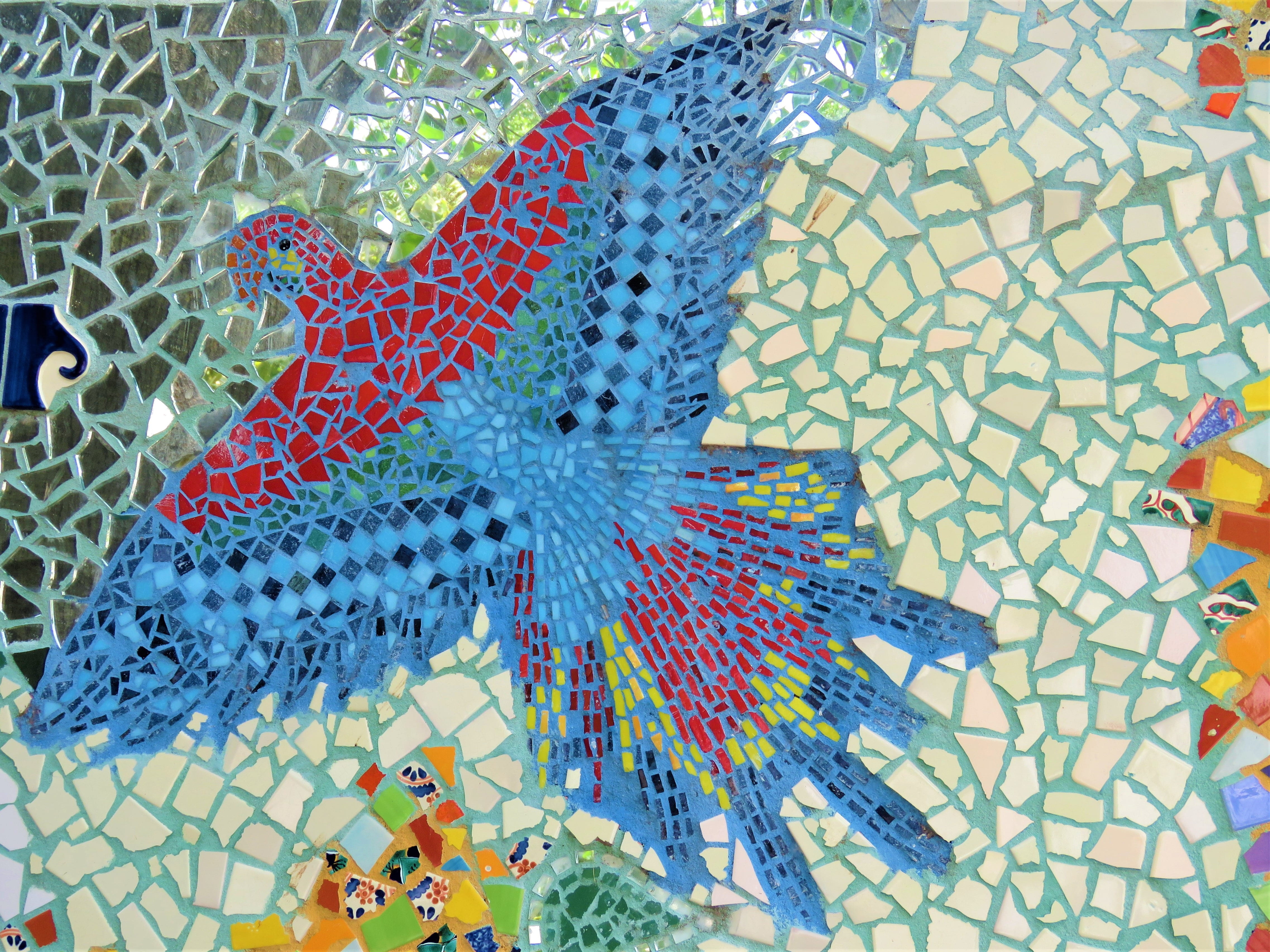 tile bird, art, mosaic, pattern, no people, multi colored, shape
