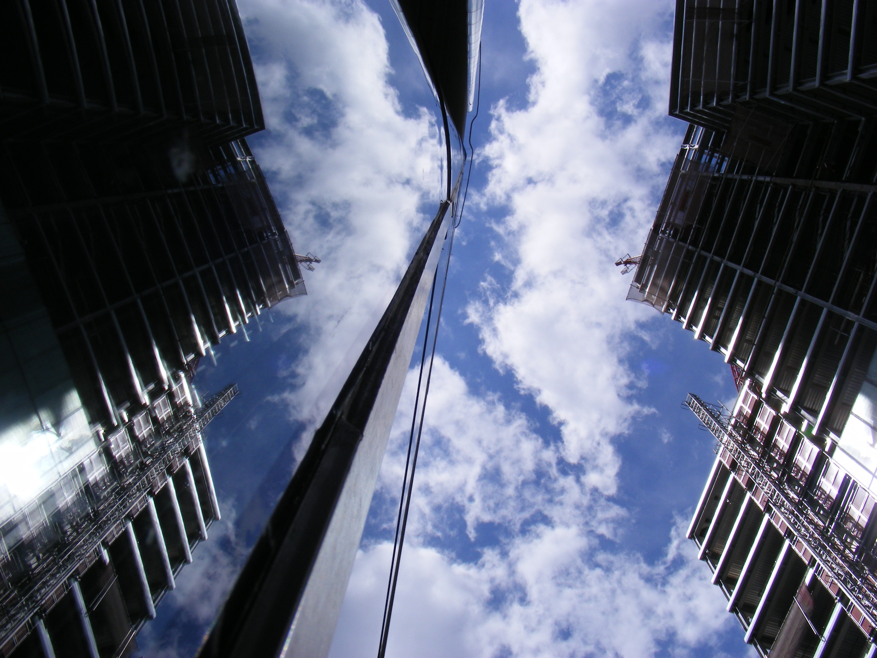 reflection, high rises, architecture, skyline, city, tower
