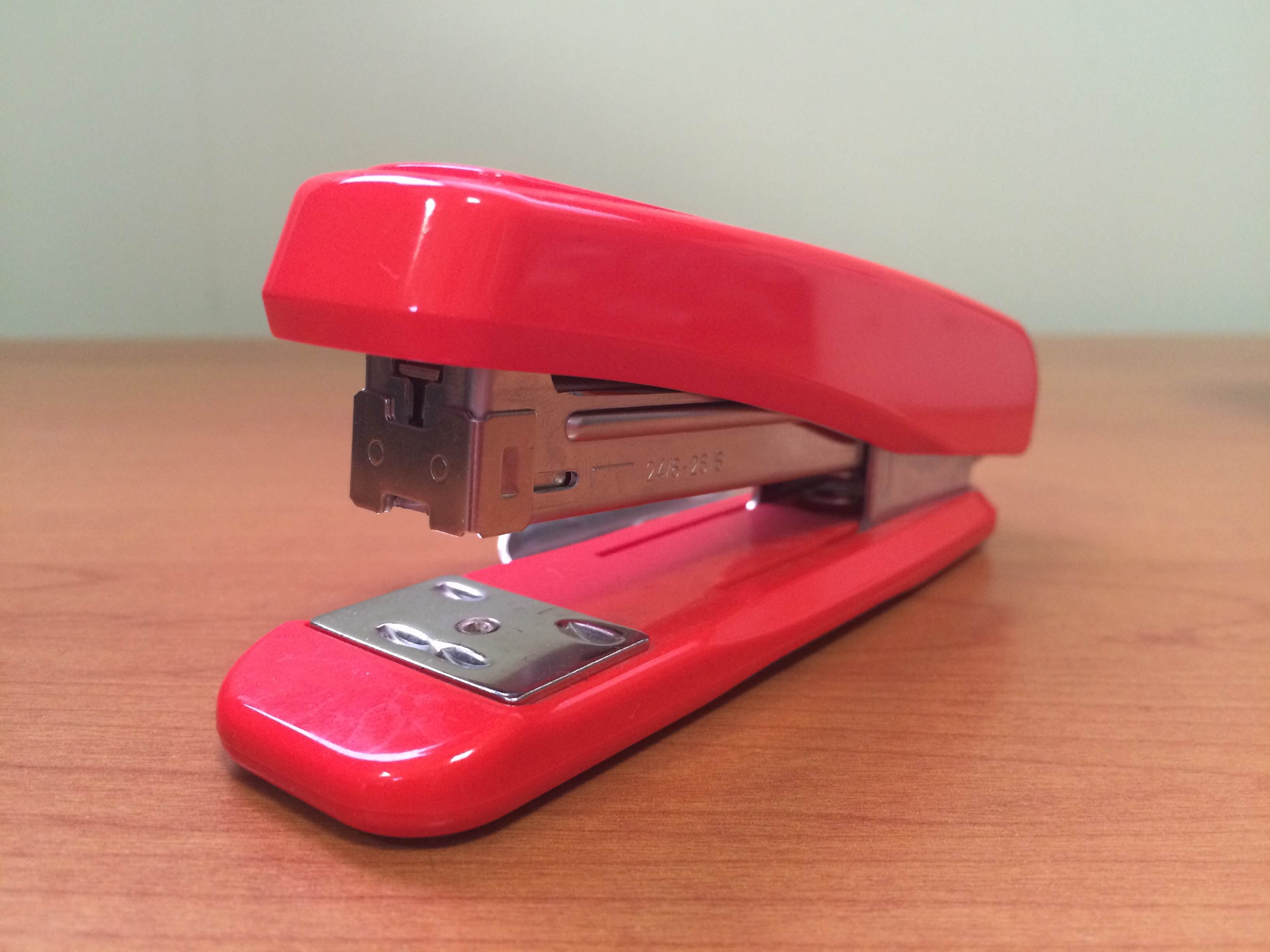 stapler, office, paperwork, printer, table, red, technology