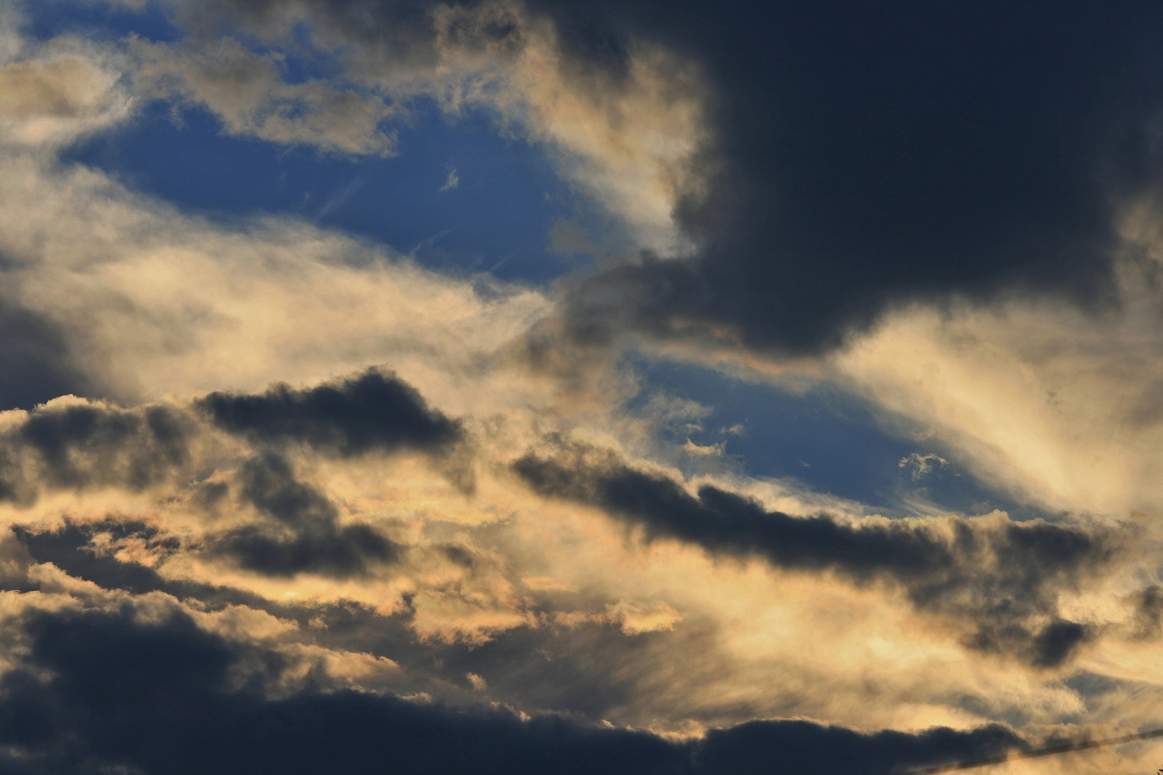 cloudy sky, blue, clouds, luminescent, glowing, cloud - sky
