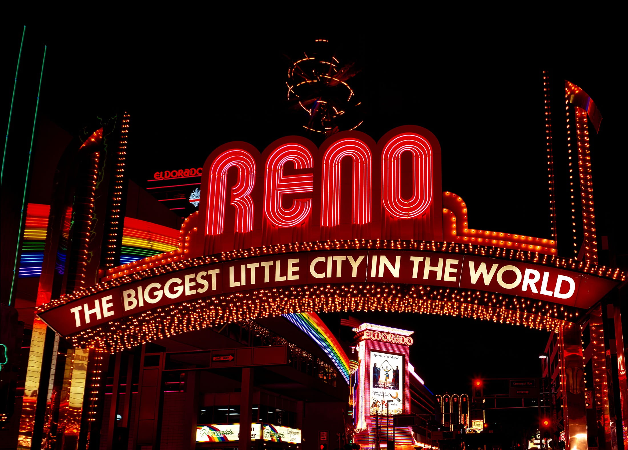 Reno The Biggest Little City In The World sign during night time