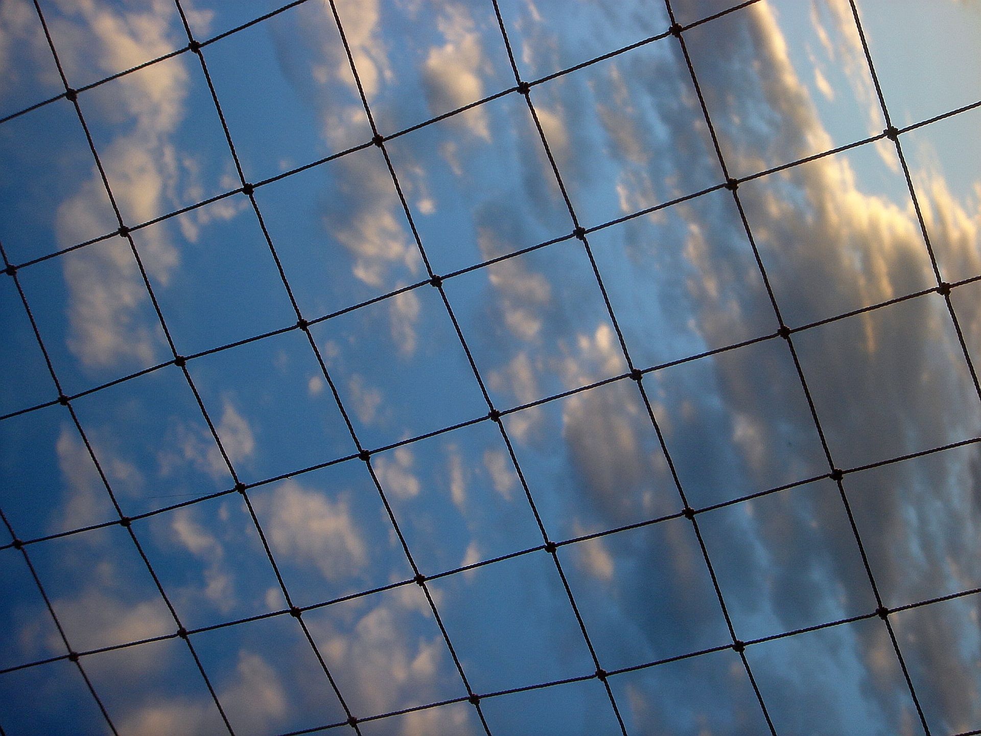 sky, clouds, network, square, cloud - sky, low angle view, pattern