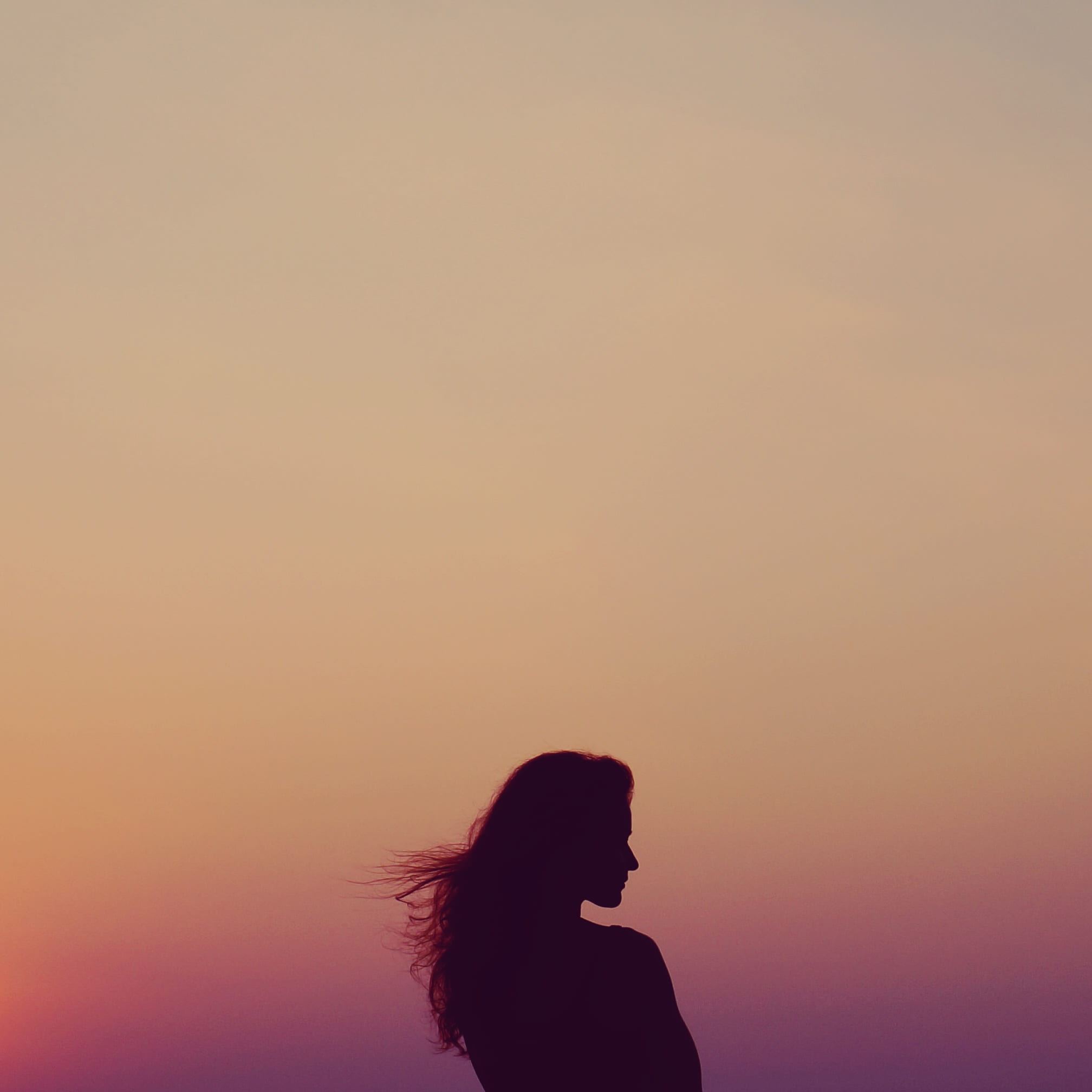 silhouette of woman under orange sky, photography of woman silhouette