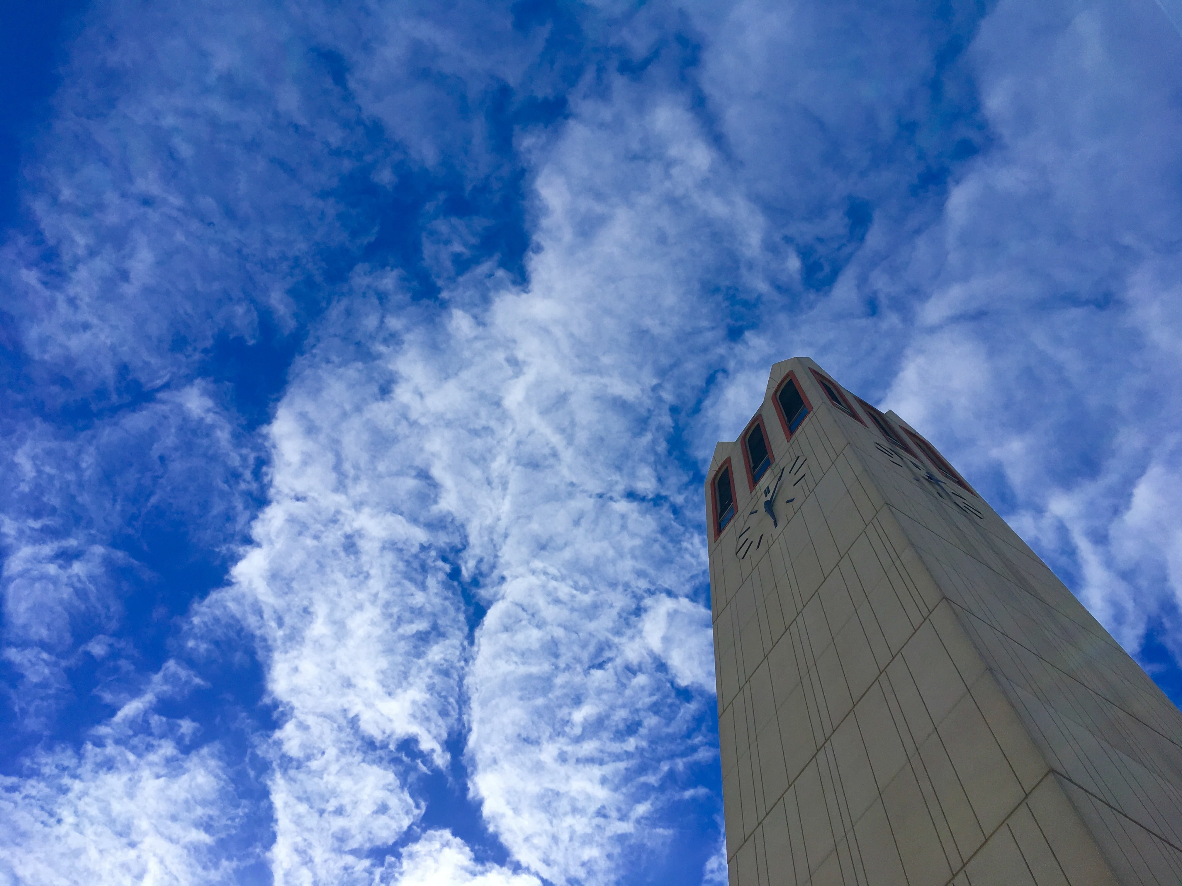 tower, clock, clock tower, landmark, sky, clouds, blue sky