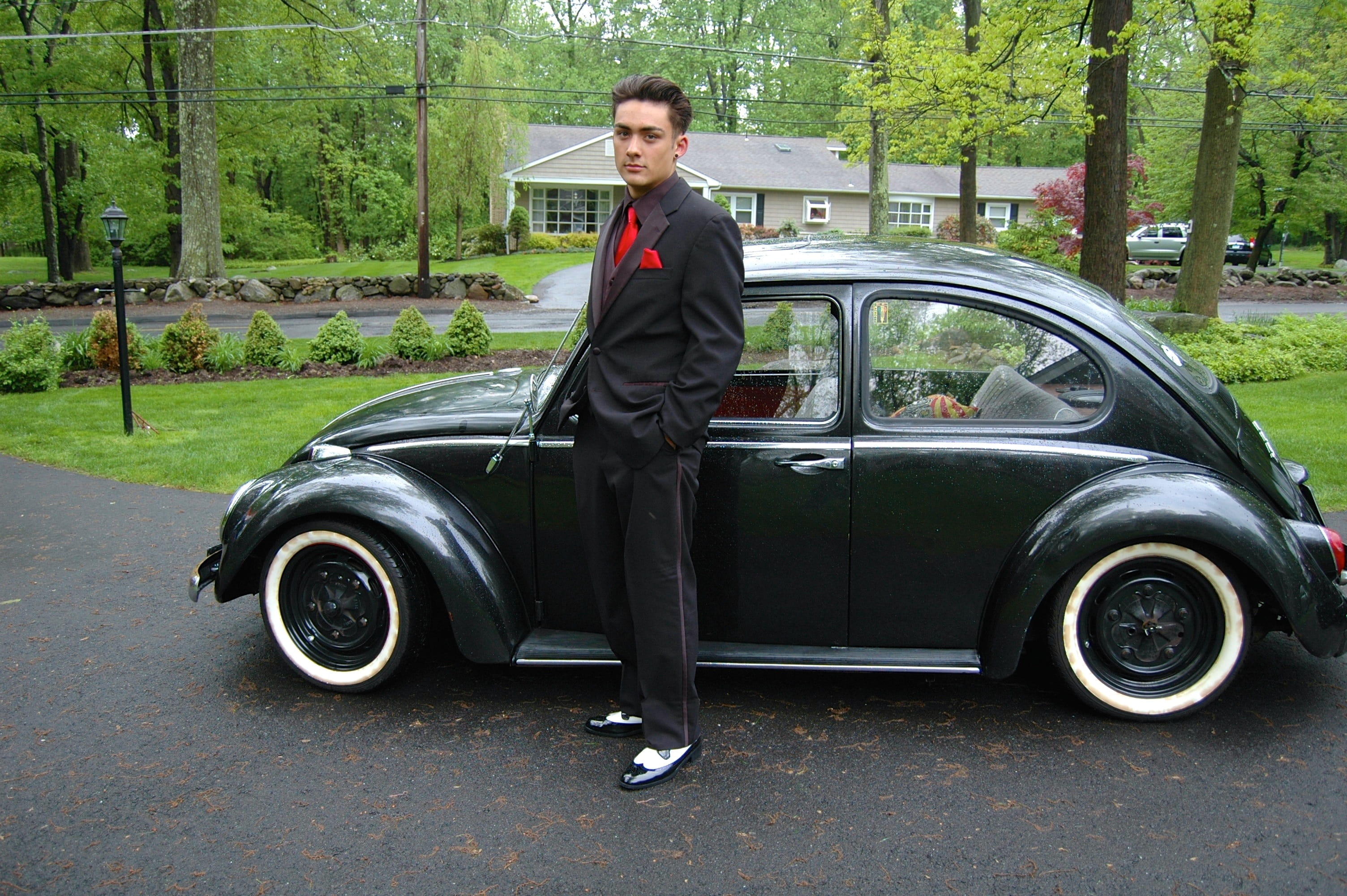 vw bug, 1966 vw beetle, classic car, male, young man, dapper