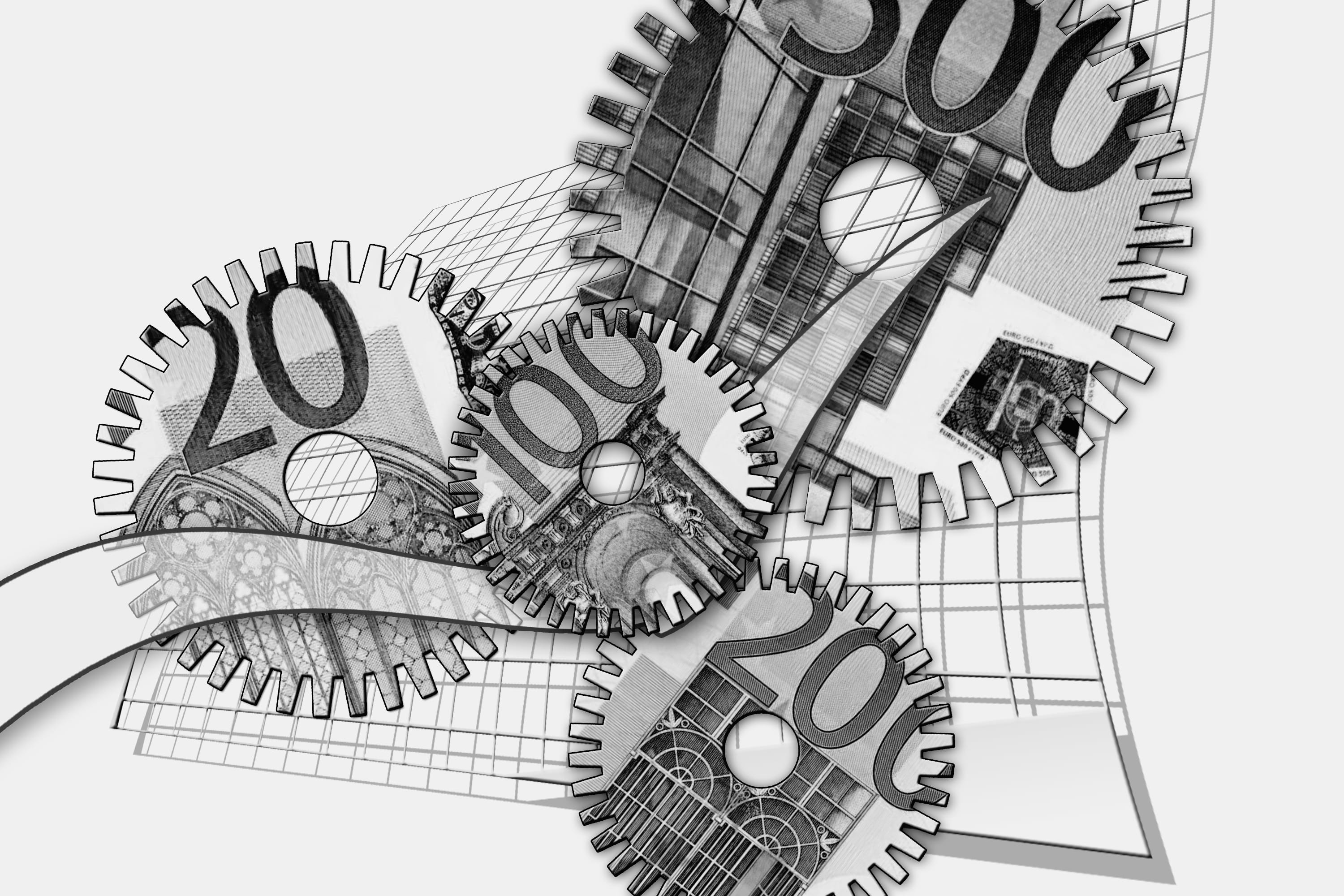 Free Download Hd Wallpaper Gray And White Illustration With Numbers Gears Euro Forex 
