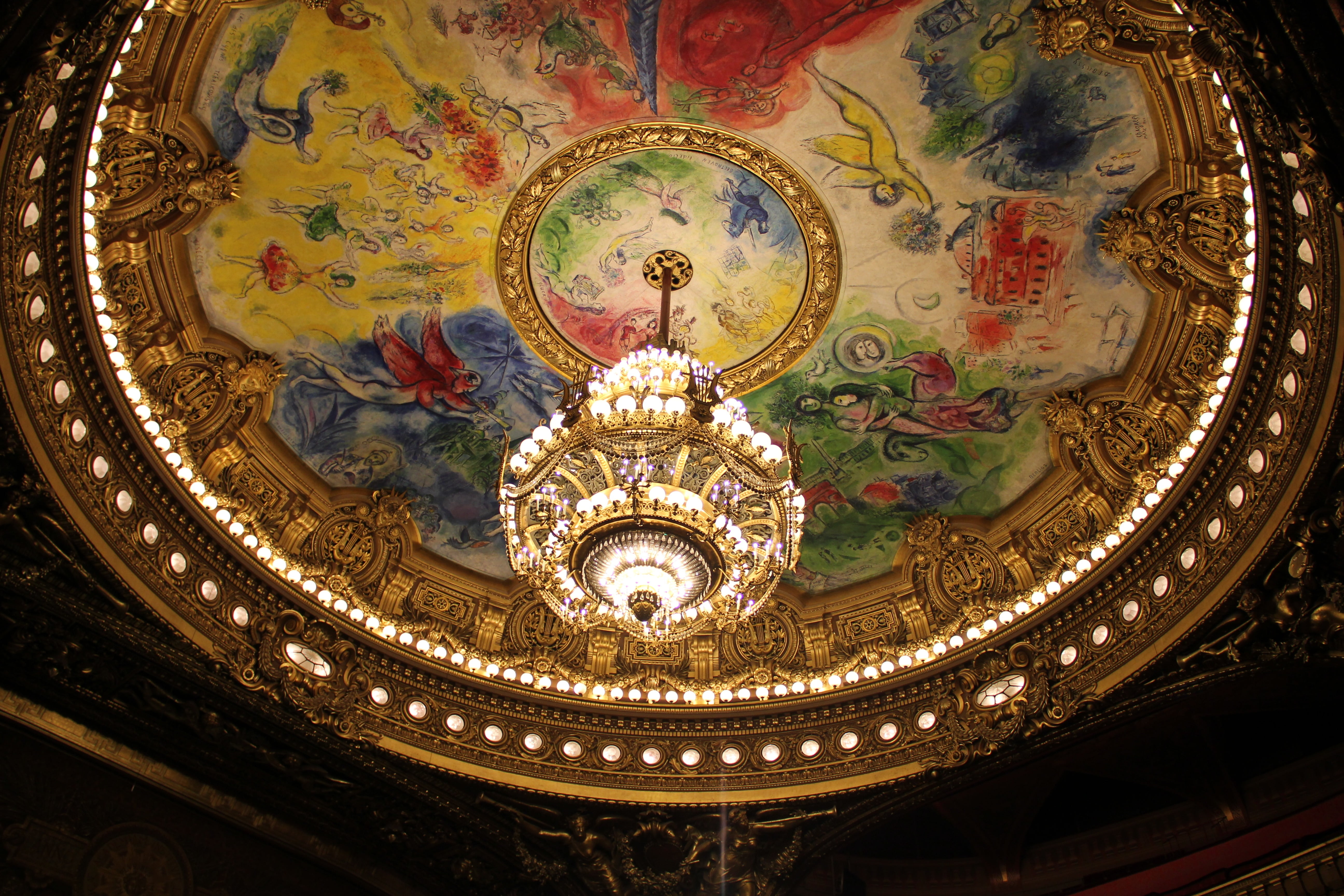 paris, opera, ceiling view, indoors, no people, low angle view