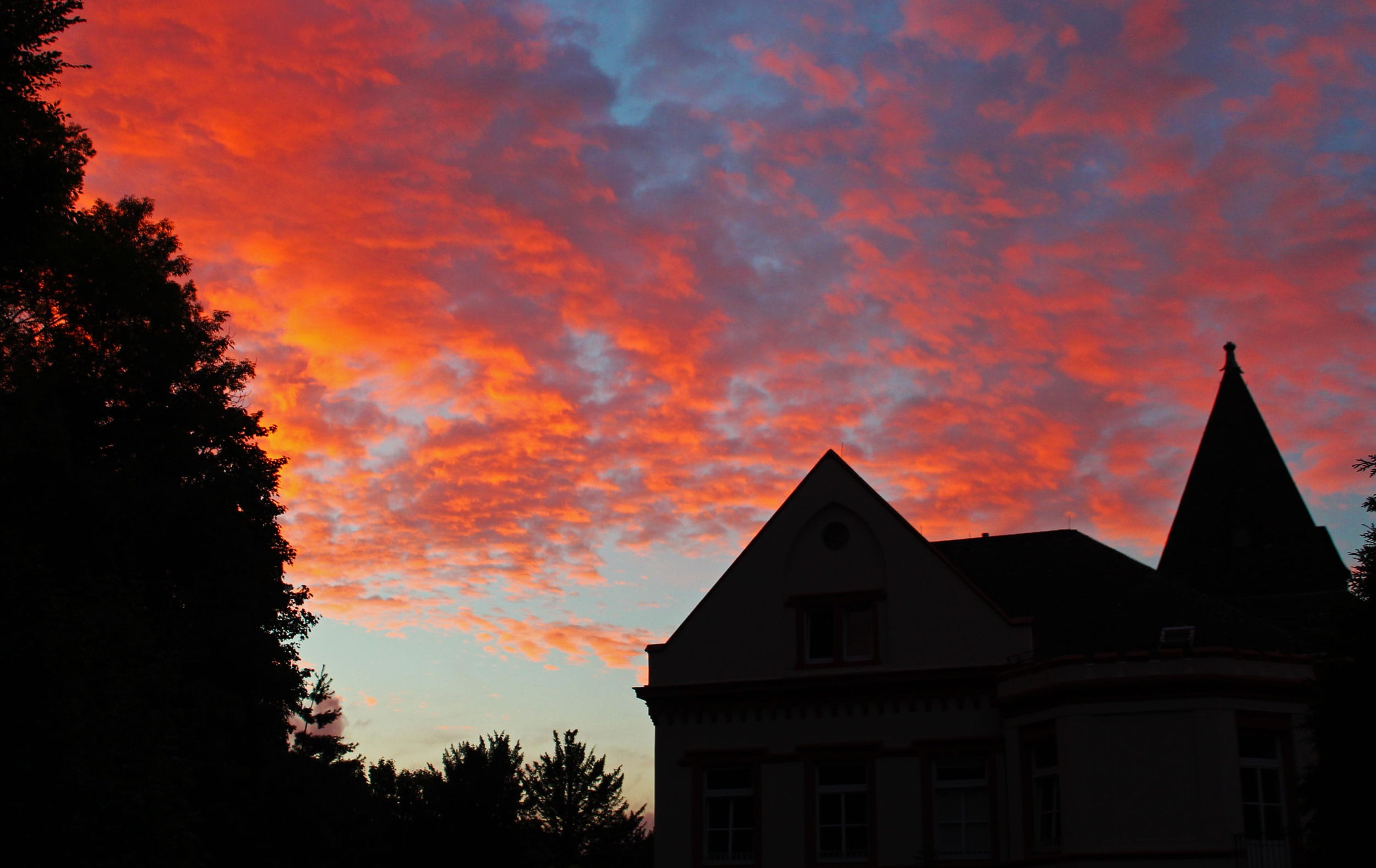 sunset, afterglow, clouds, evening sky, architecture, built structure