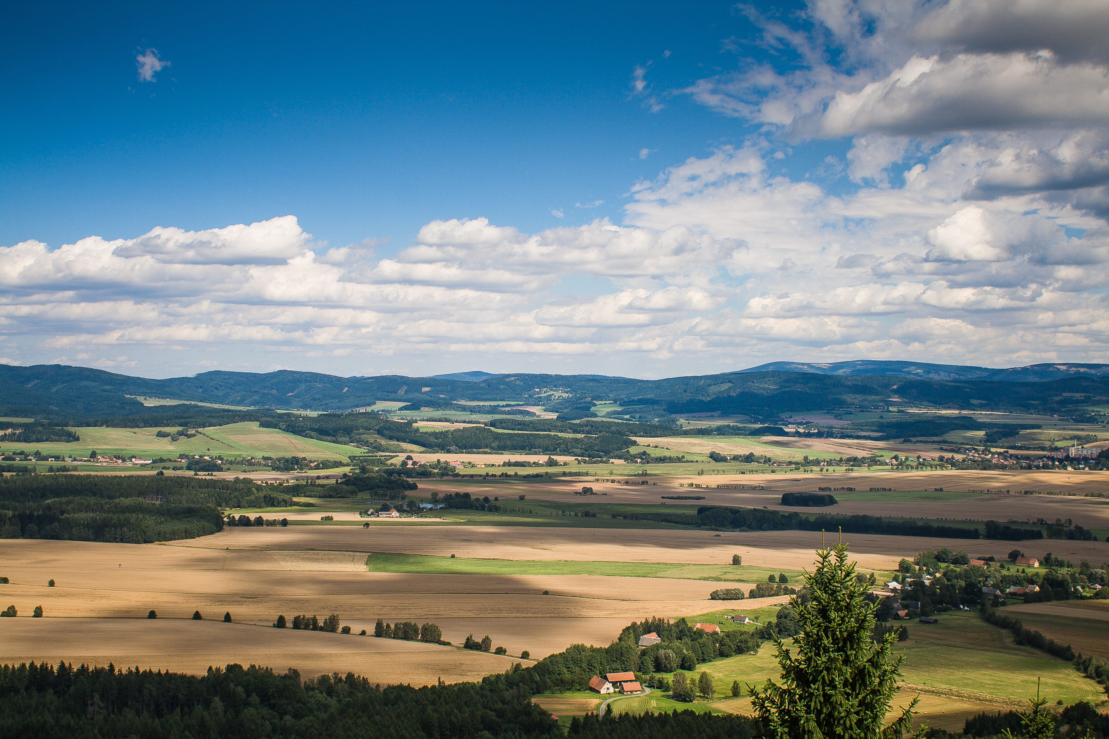Typical Czech Panorama, clouds, czech republic, fields, hills
