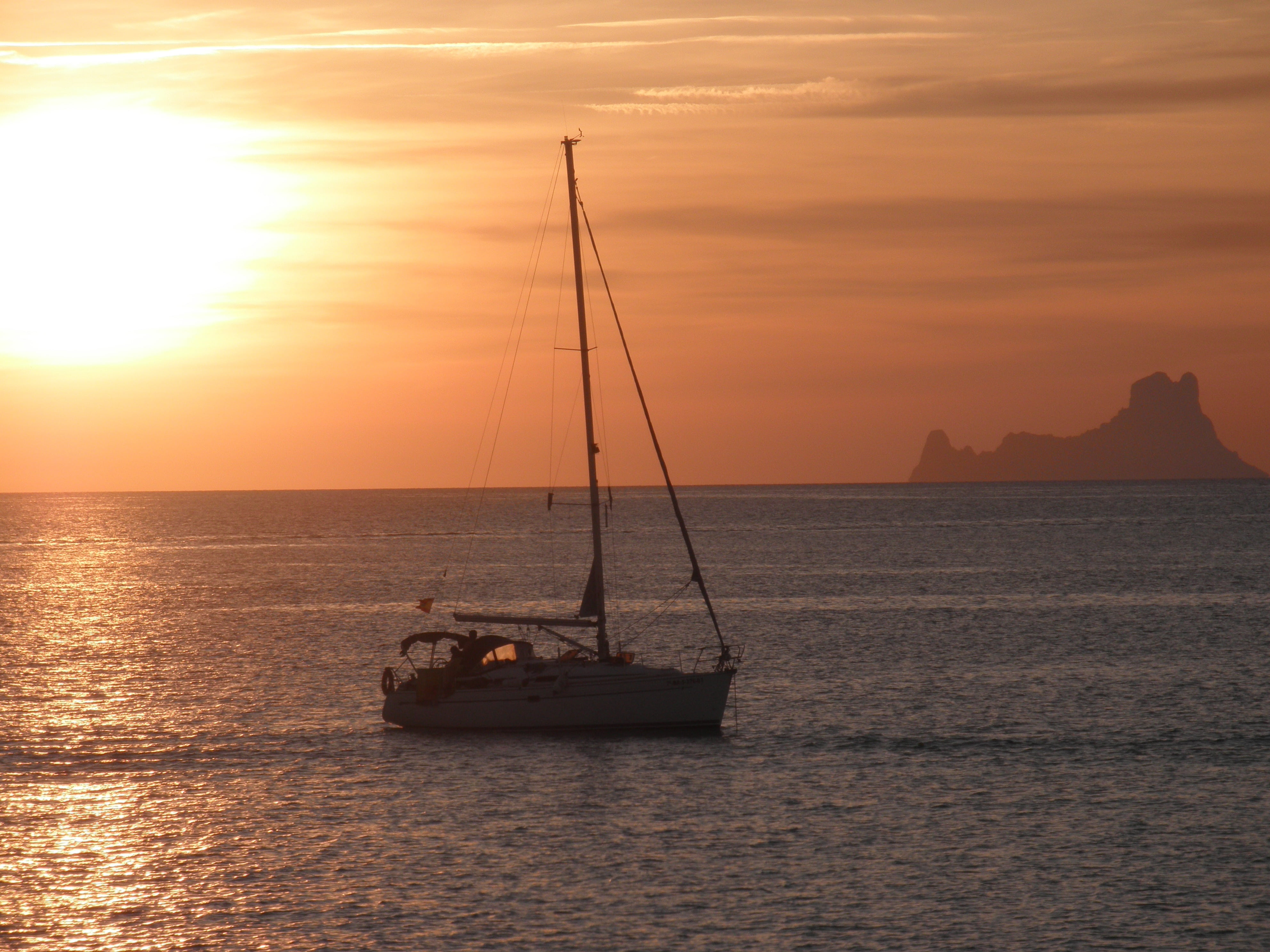 sunset, formentera, sea, water, sky, nautical vessel, transportation