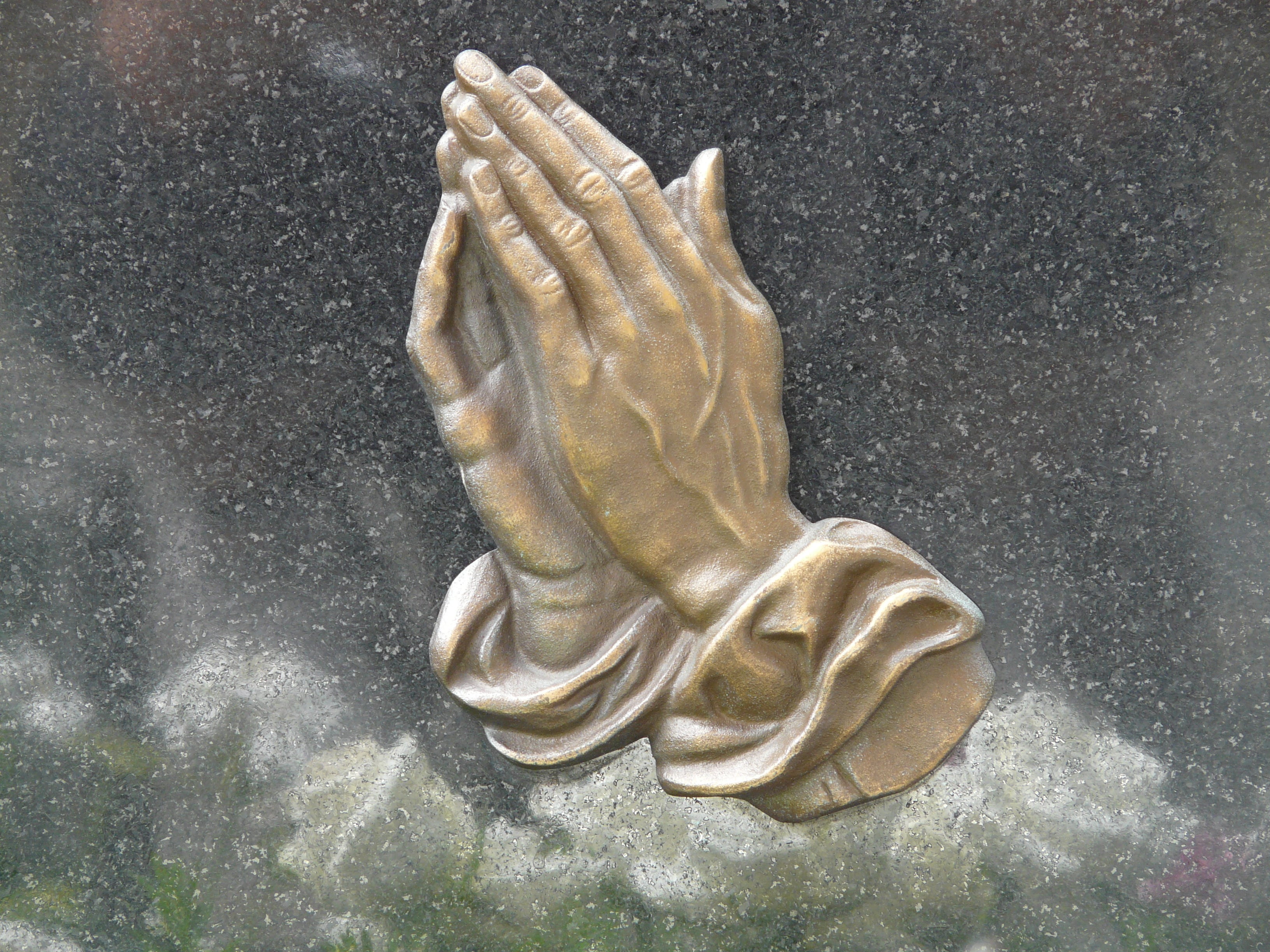 praying hands illustration, prayer, tombstone, gravestone plate