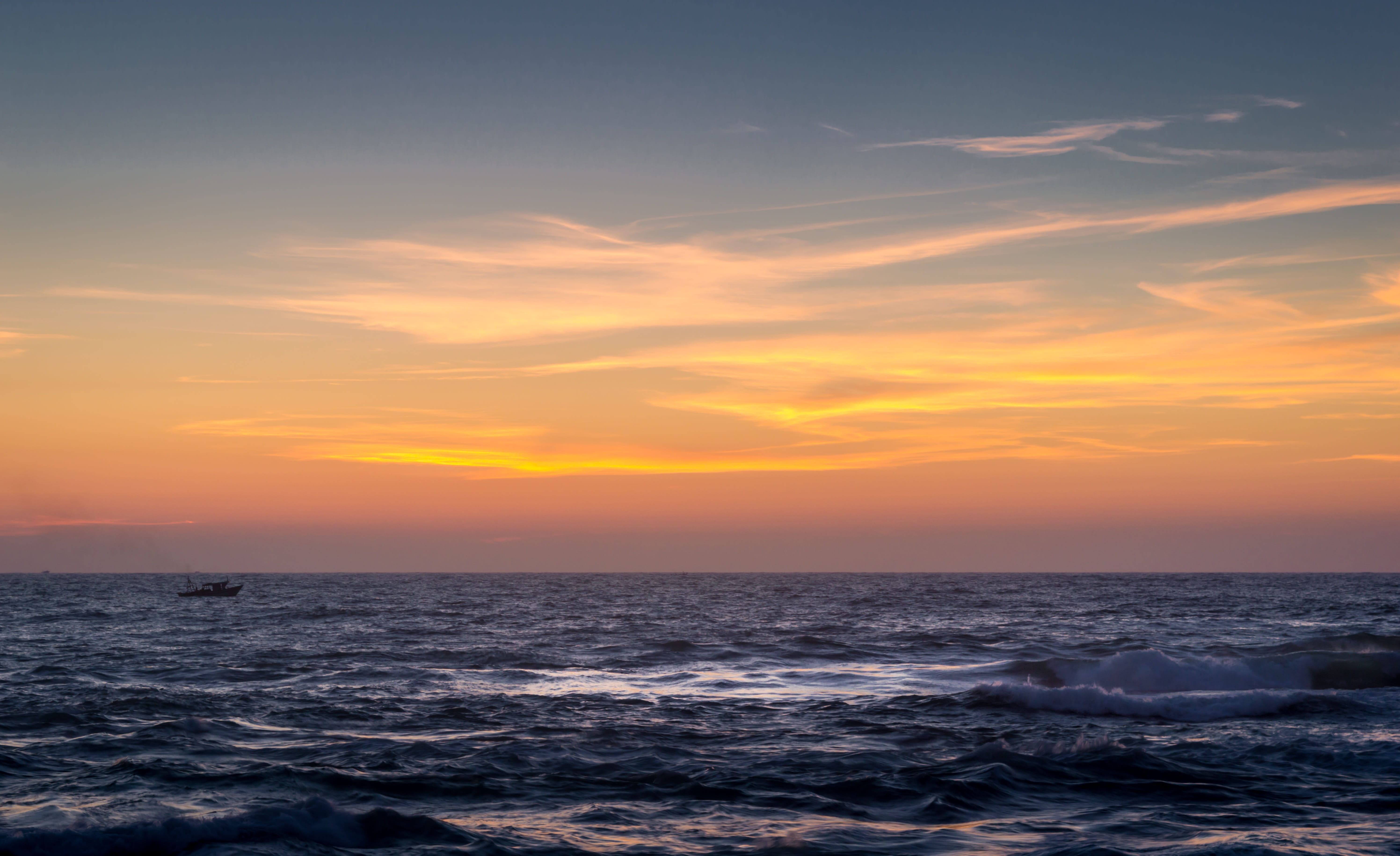 sunlight reflection on clouds over sea, Sunset, Alexandria, Egypt