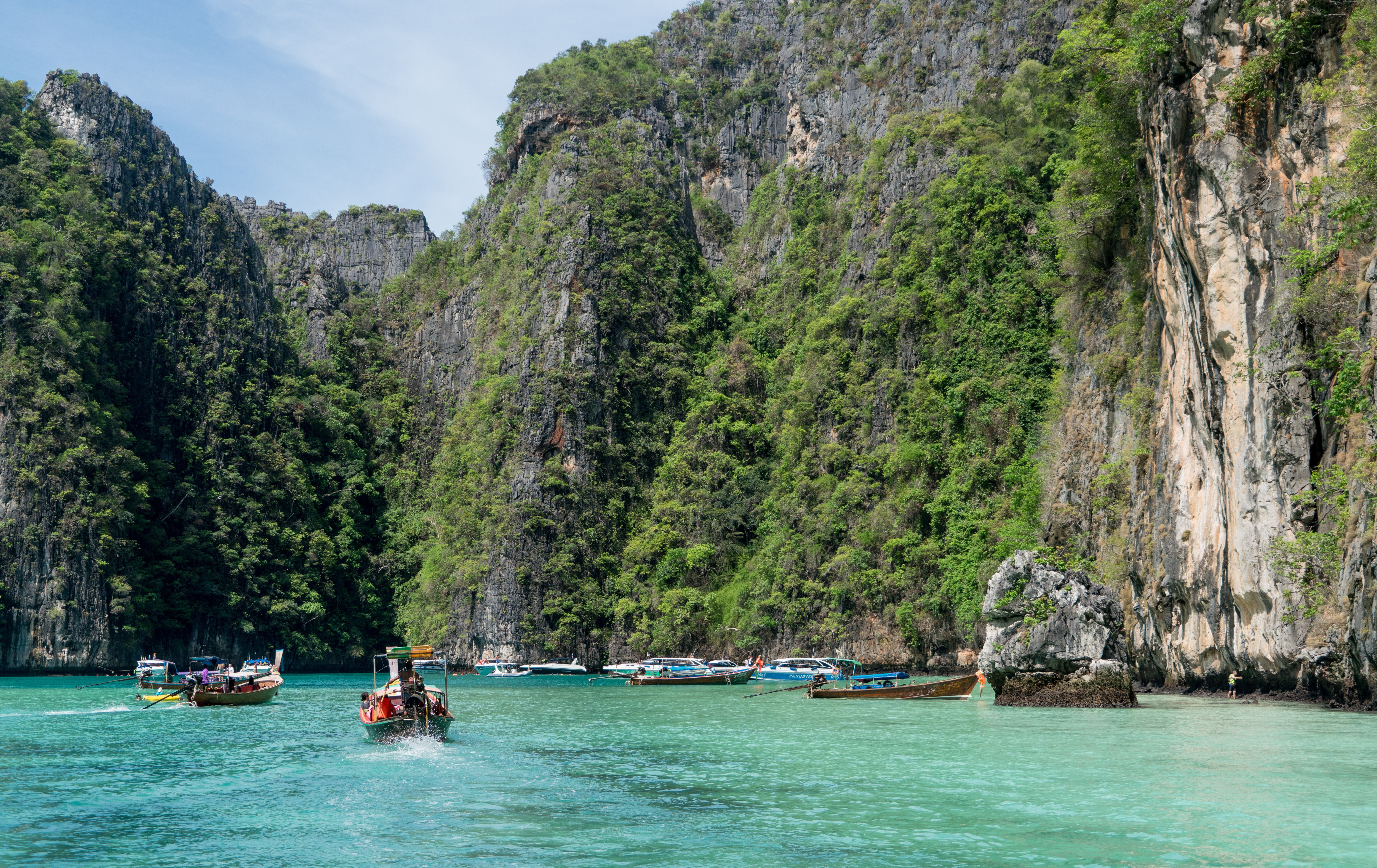thailand, phuket, koh phi phi, island tour, colorful boats