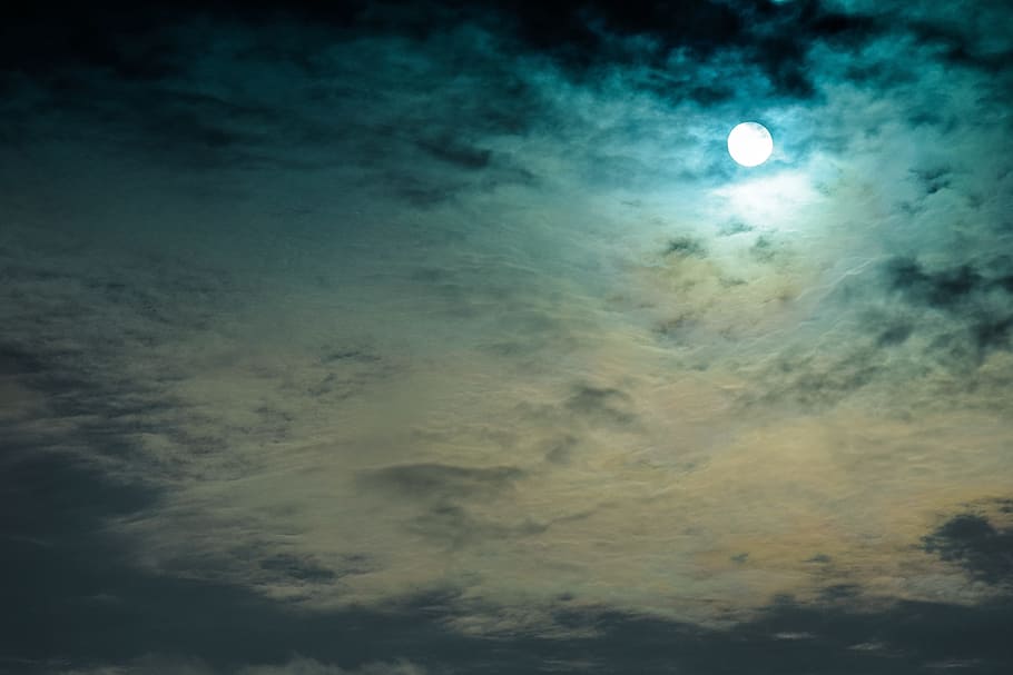 new moon and clouds, sunrise, sky, dramatic sky, cloud - sky HD wallpaper