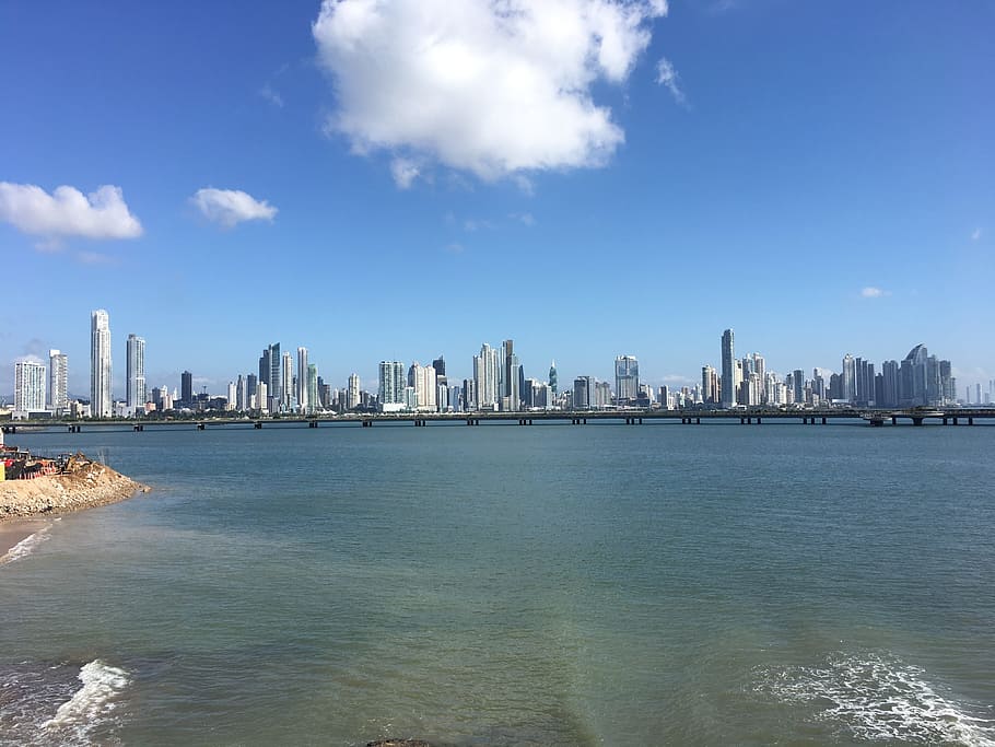Panama, Blue, Skyline, City, Skyscraper, cityscape, urban skyline, HD wallpaper
