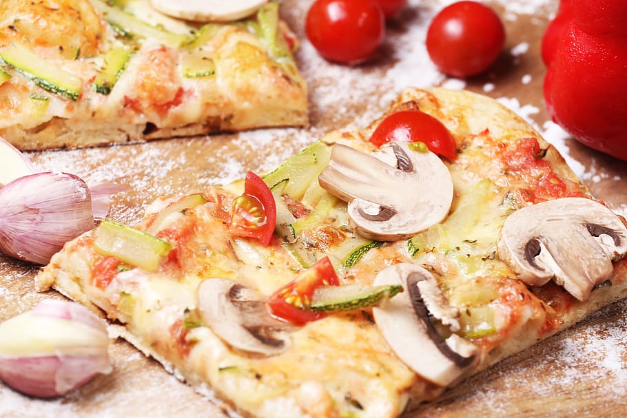 pïzza, mushrooms, vegetables, food and drink, pizza, tomato HD wallpaper