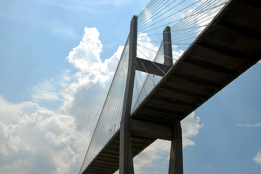 bridge span, structure, savannah, georgia, river, architecture HD wallpaper