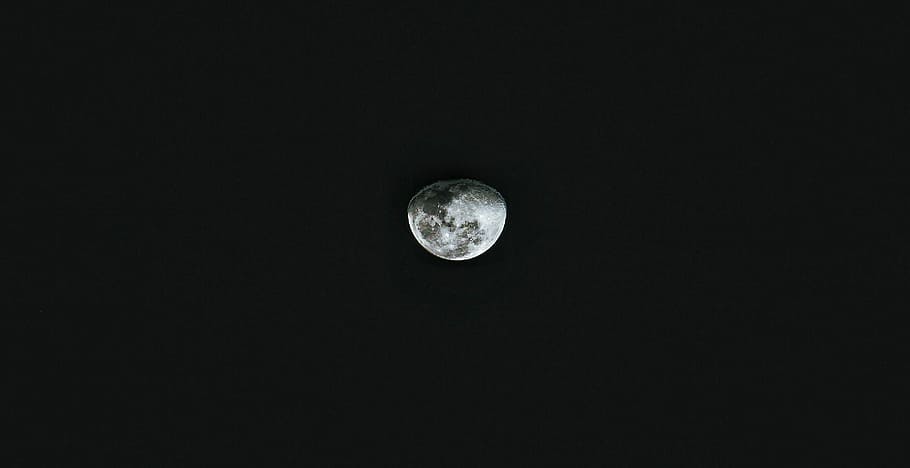 gray moon, moon photo, crescent, sky, night, nature, full moon HD wallpaper