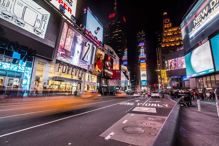 timelapse photography of New York Times Square, Time Square, New York HD wallpaper