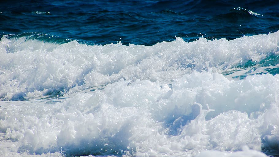 wave, spray, foam, sea, splash, nature, scenic, seascape, blue HD wallpaper